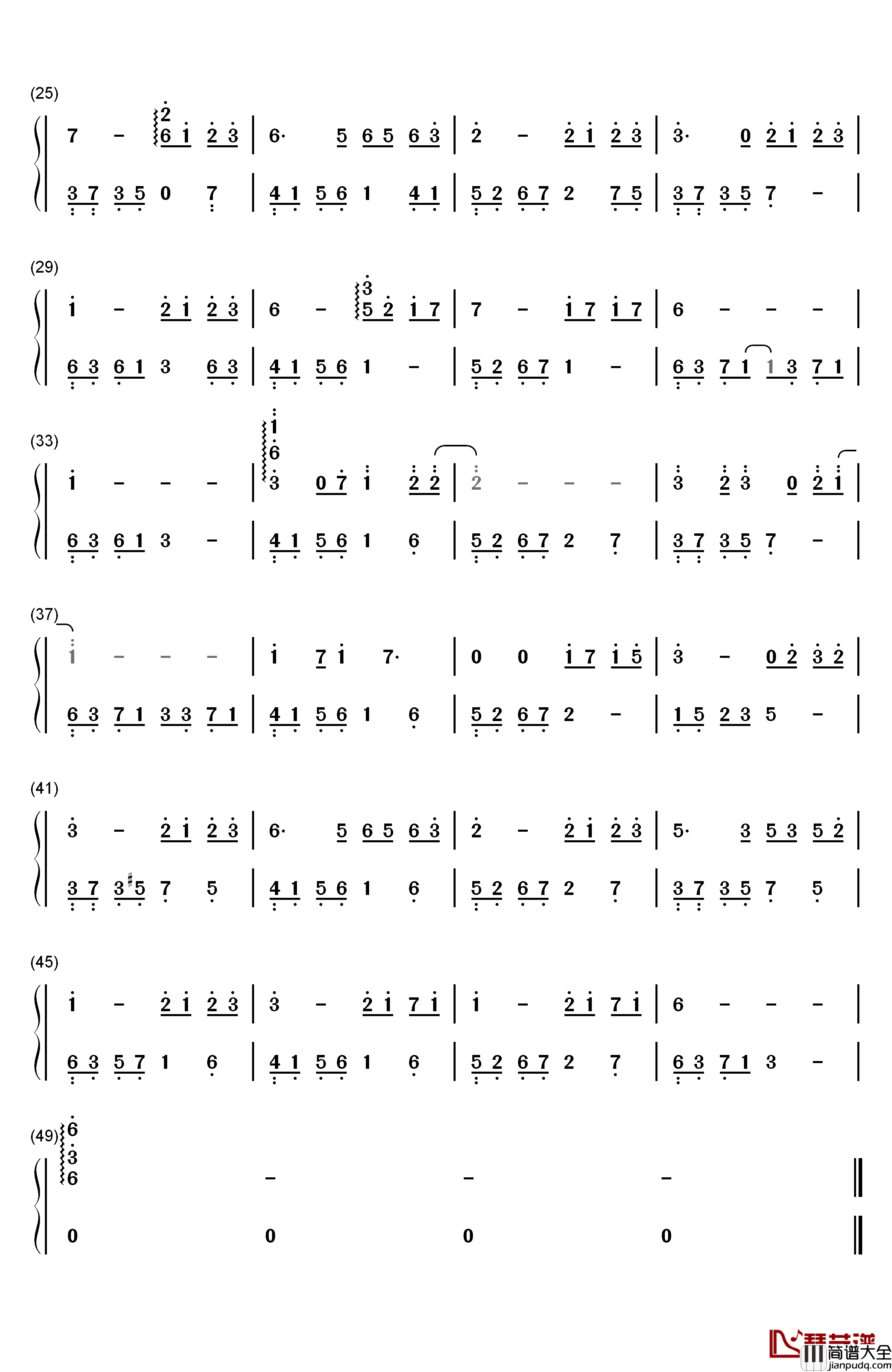 夜的钢琴曲_4钢琴简谱_数字双手_石进