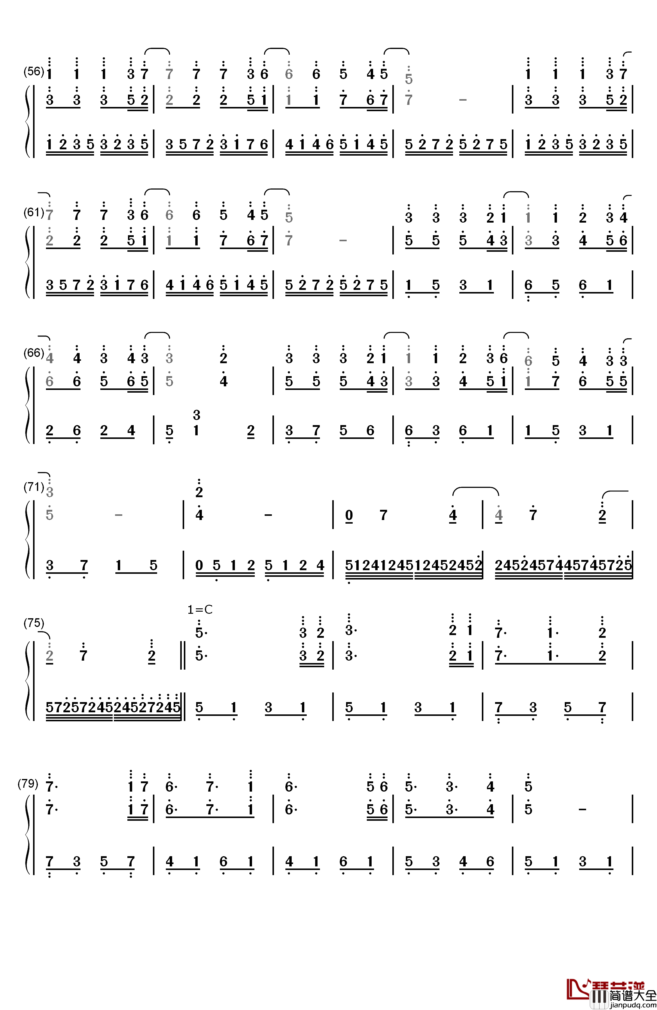 星星小夜曲钢琴简谱_数字双手_理查德克莱德曼