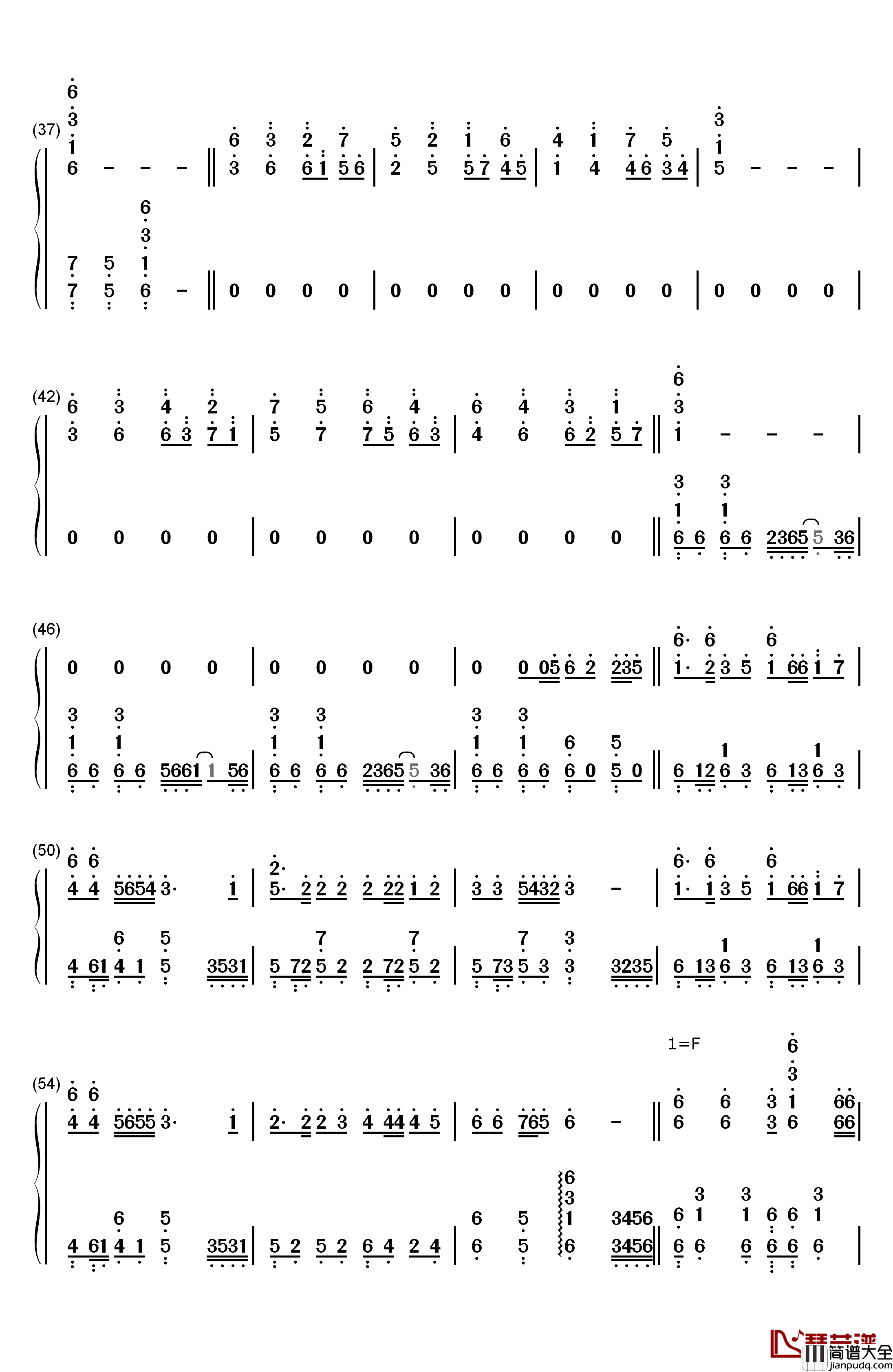 星星点灯钢琴简谱_数字双手_郑智化