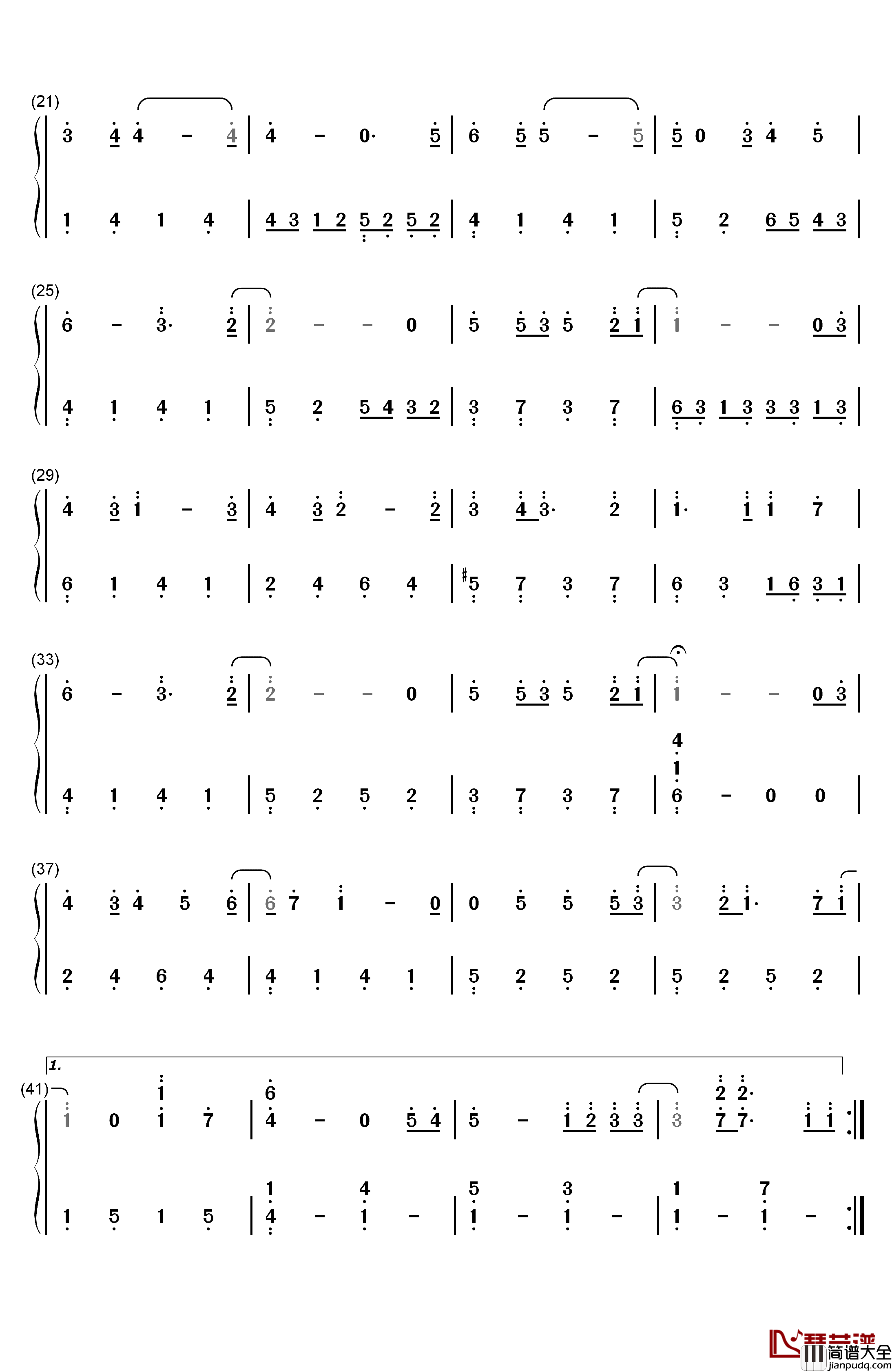 Only_Love钢琴简谱_数字双手_Trademark