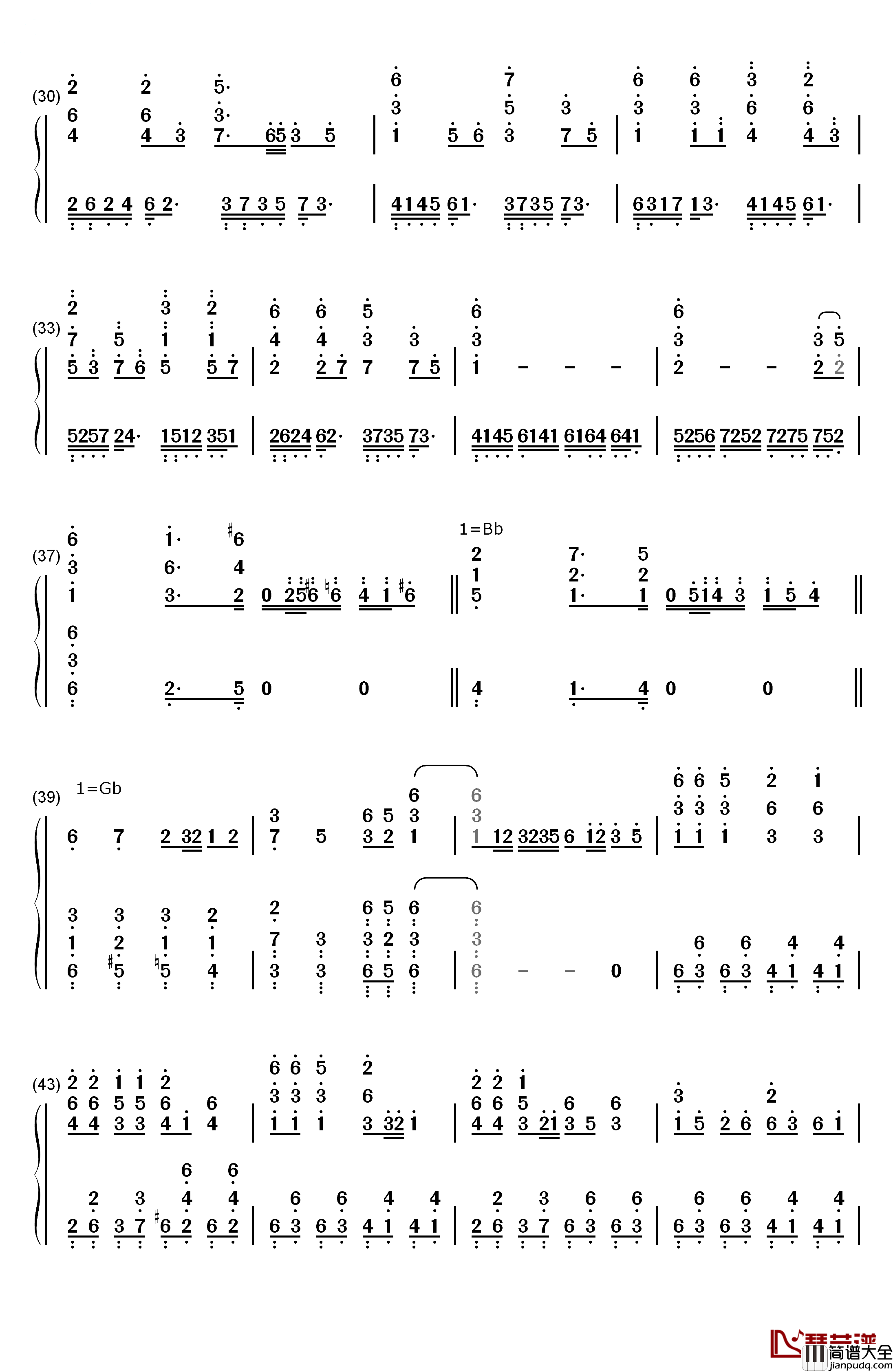 凛として咲く花の如く钢琴简谱_数字双手_红色リトマス
