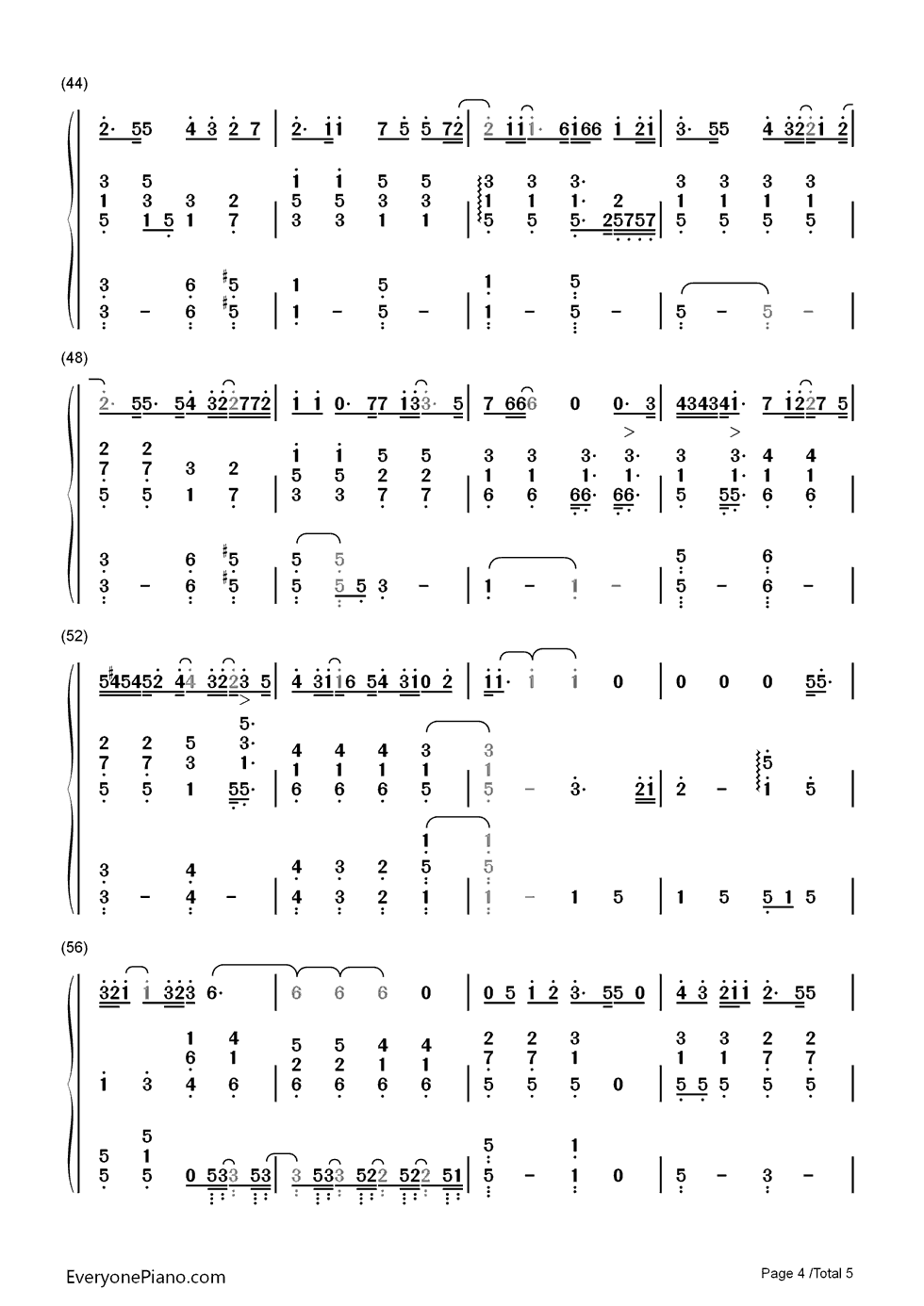 第一首情歌钢琴简谱_数字双手_汪苏泷