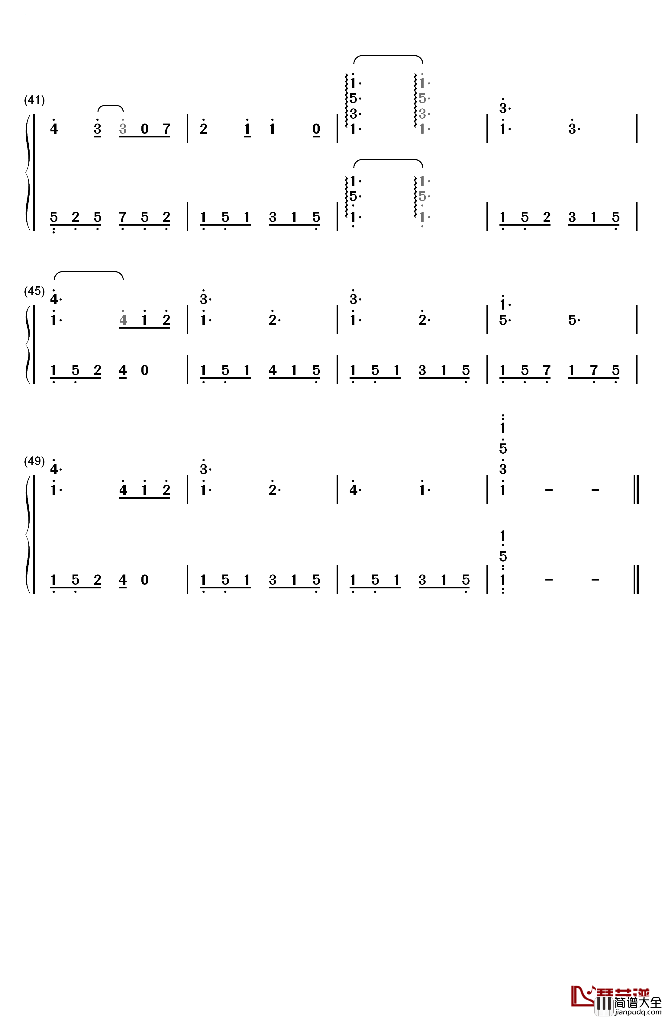 走在冷风中钢琴简谱_数字双手_刘思涵
