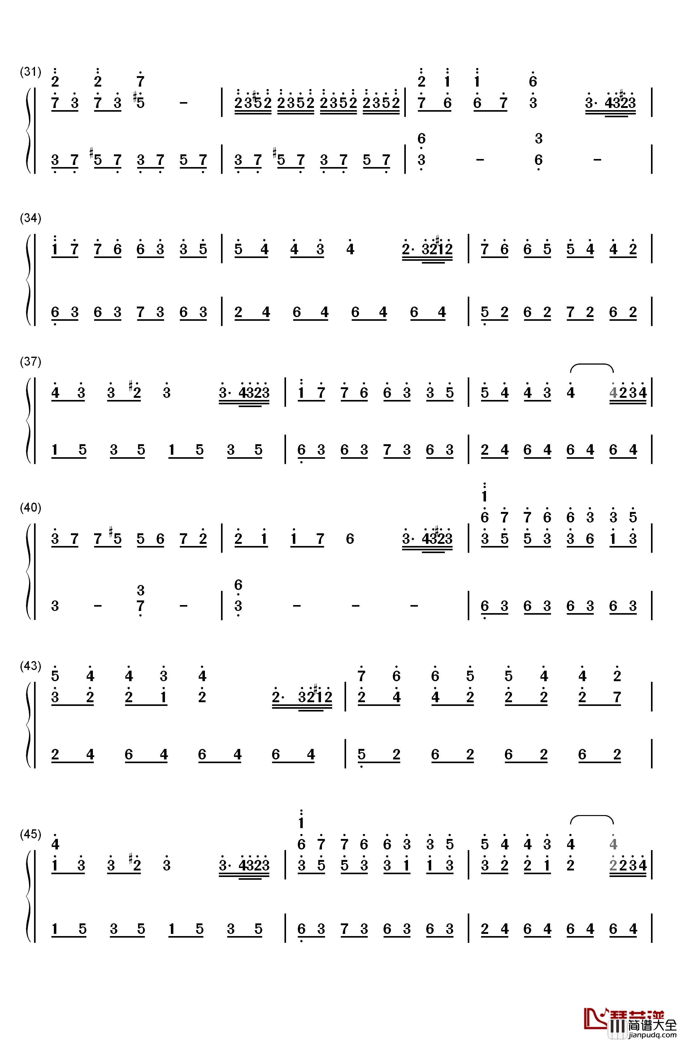 Passion钢琴简谱_数字双手_光宗信吉