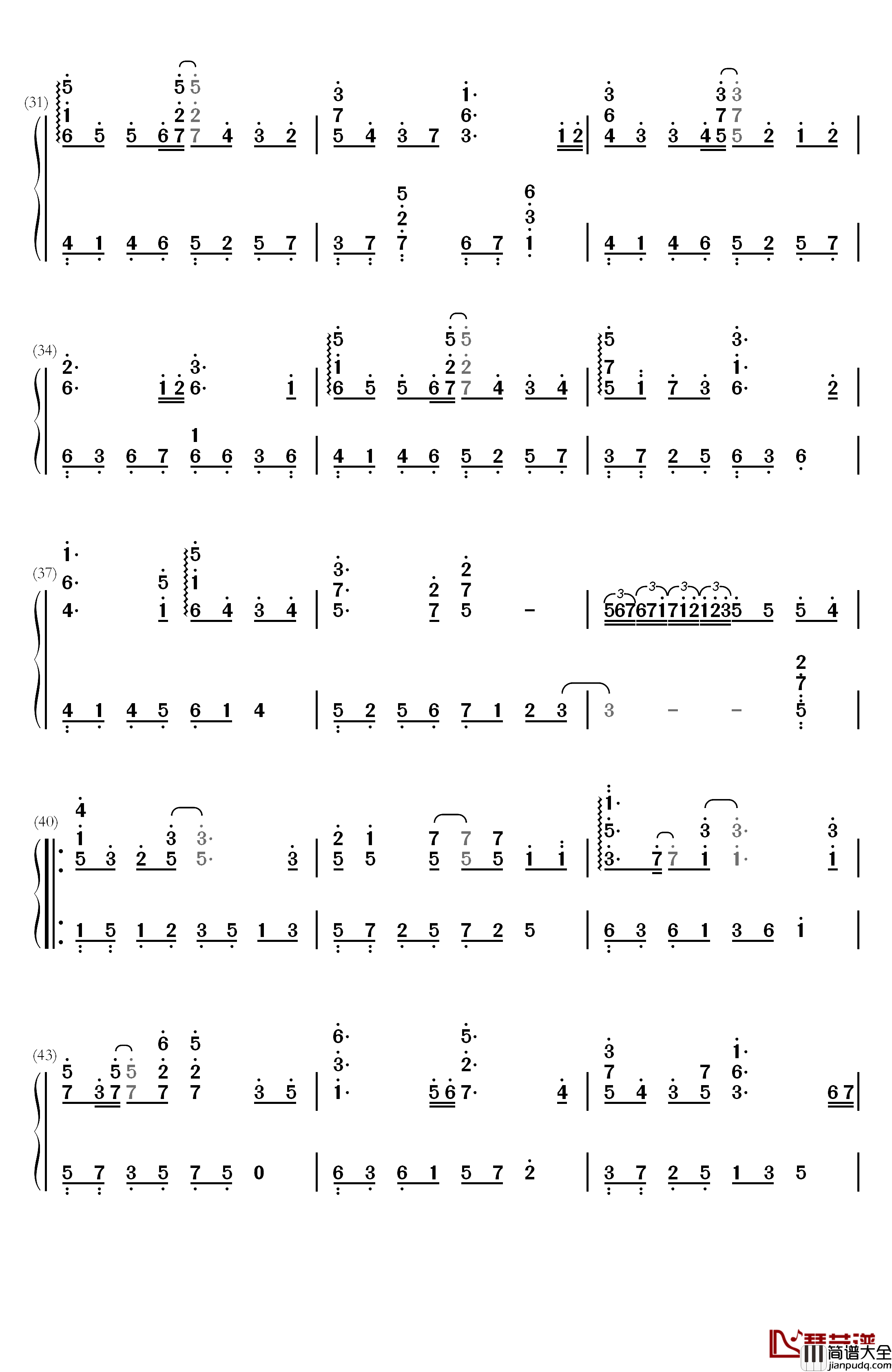 虽然歌声无形钢琴简谱_数字双手_初音ミク