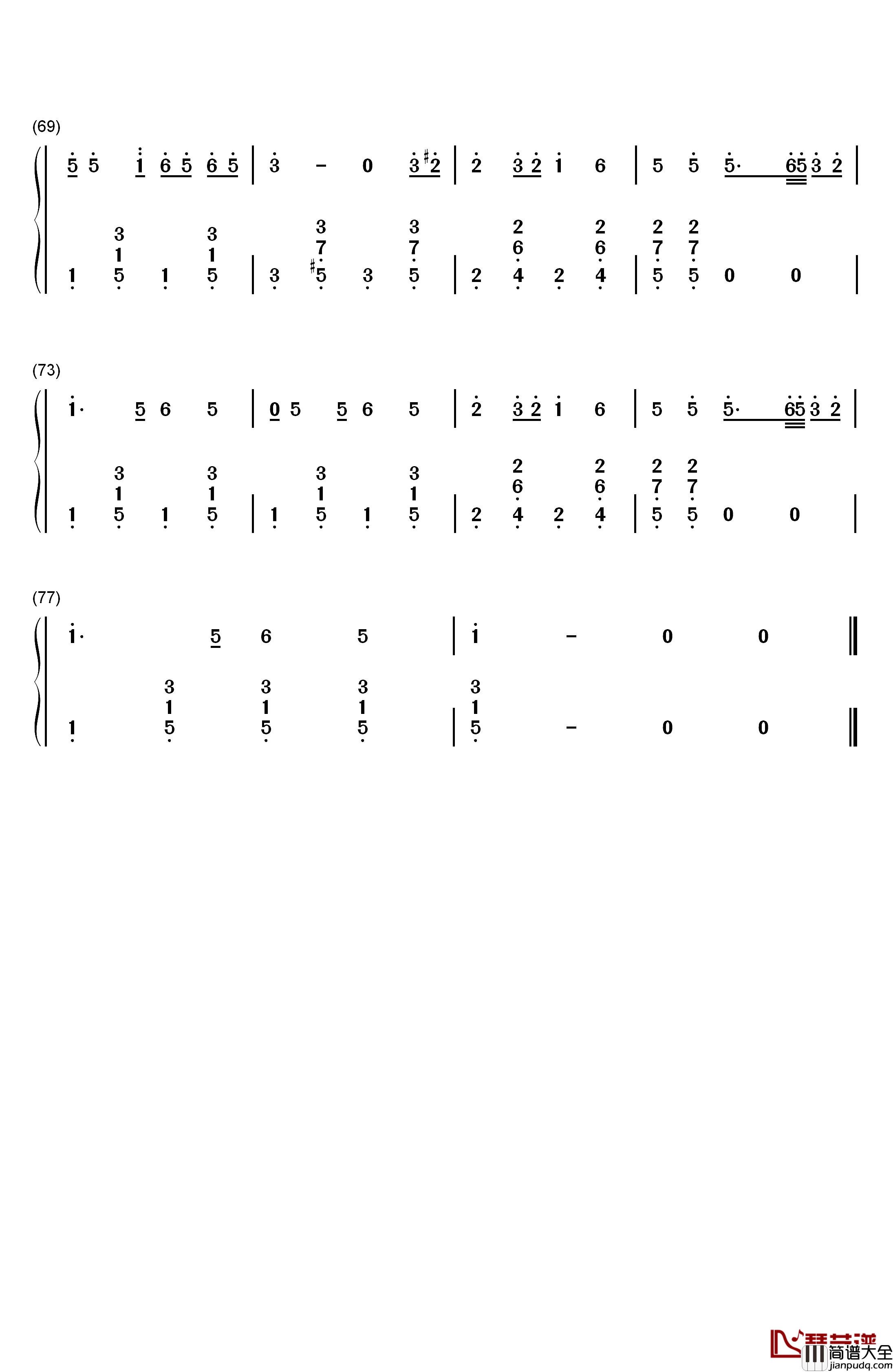 往事只能回味钢琴简谱_数字双手_刘家昌