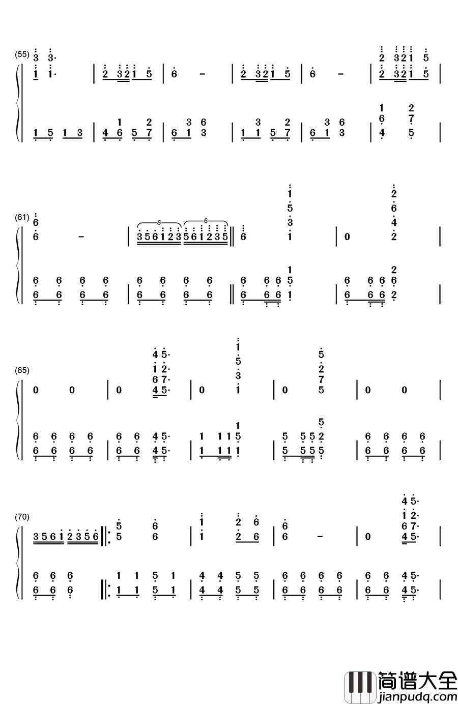 千年等一回钢琴简谱_数字双手_高胜美