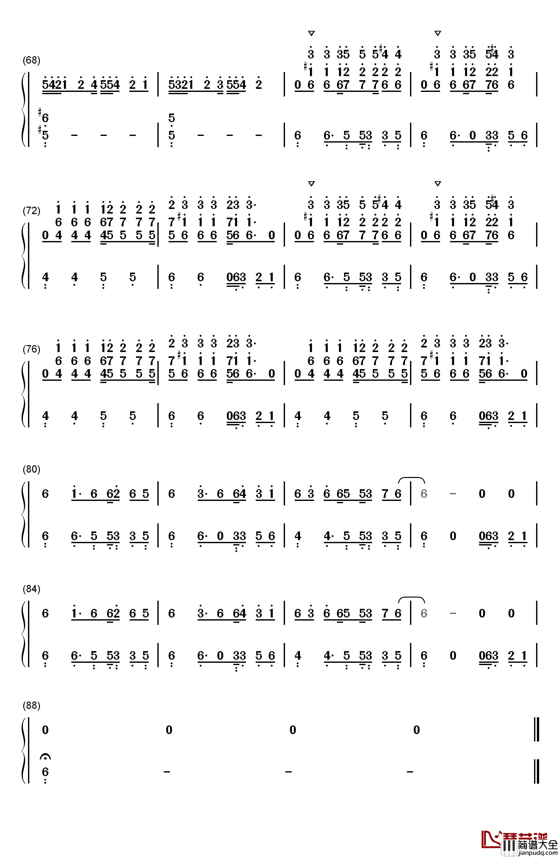 Axel_F钢琴简谱_数字双手_Harold_Faltermeyer