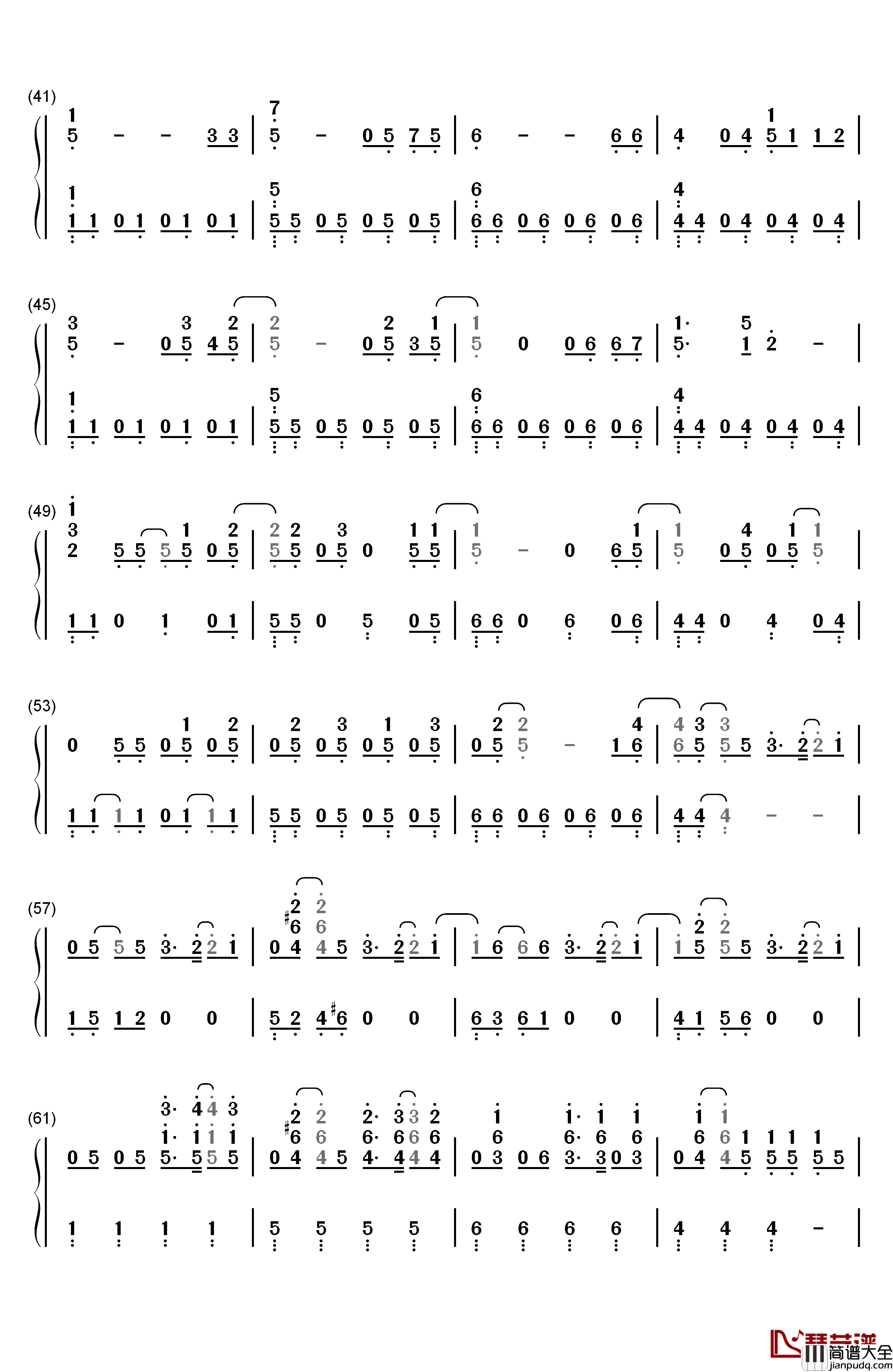 Love_Song_钢琴简谱_数字双手_BigBang