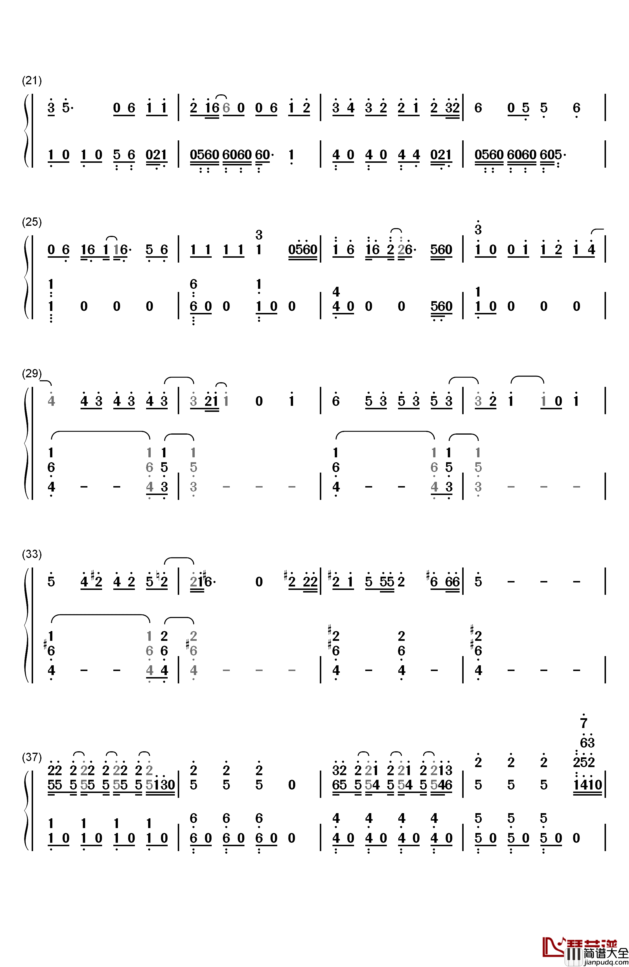 Can't_Stop_The_Feeling钢琴简谱_数字双手_The_Piano_Guys