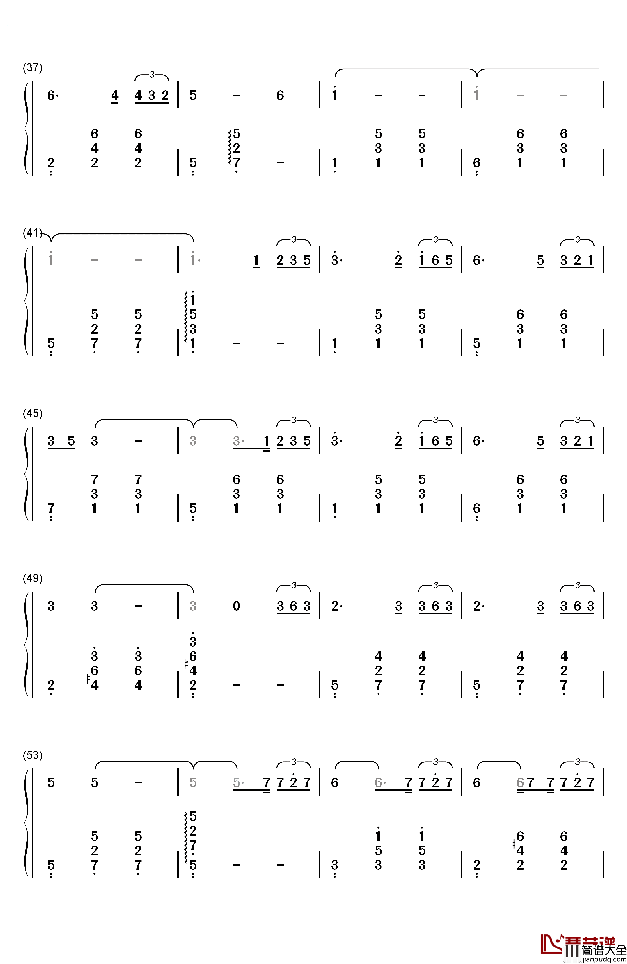 偶遇钢琴简谱_数字双手_王菲
