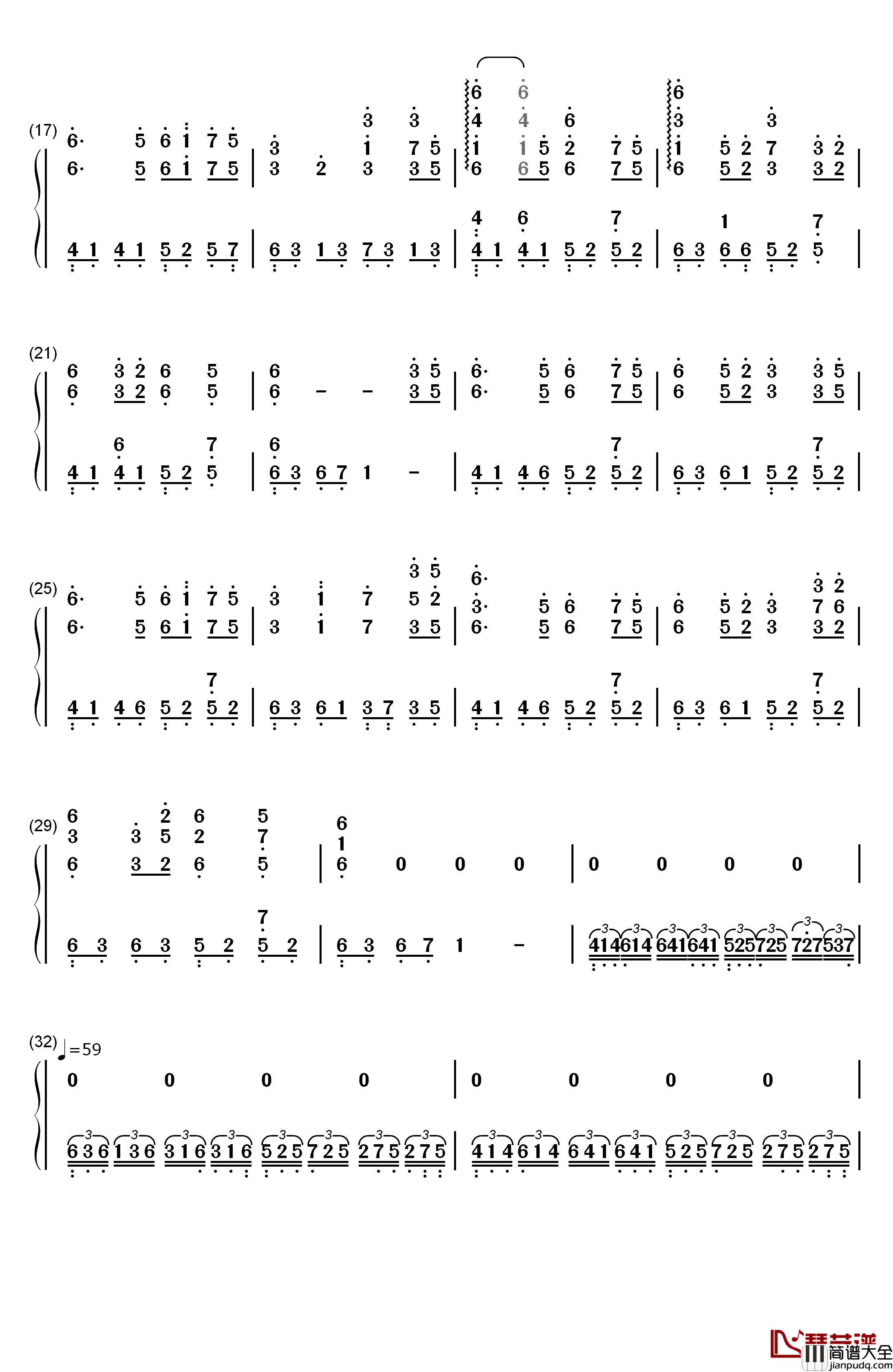 穿越时空的思念钢琴简谱_数字双手_和田熏