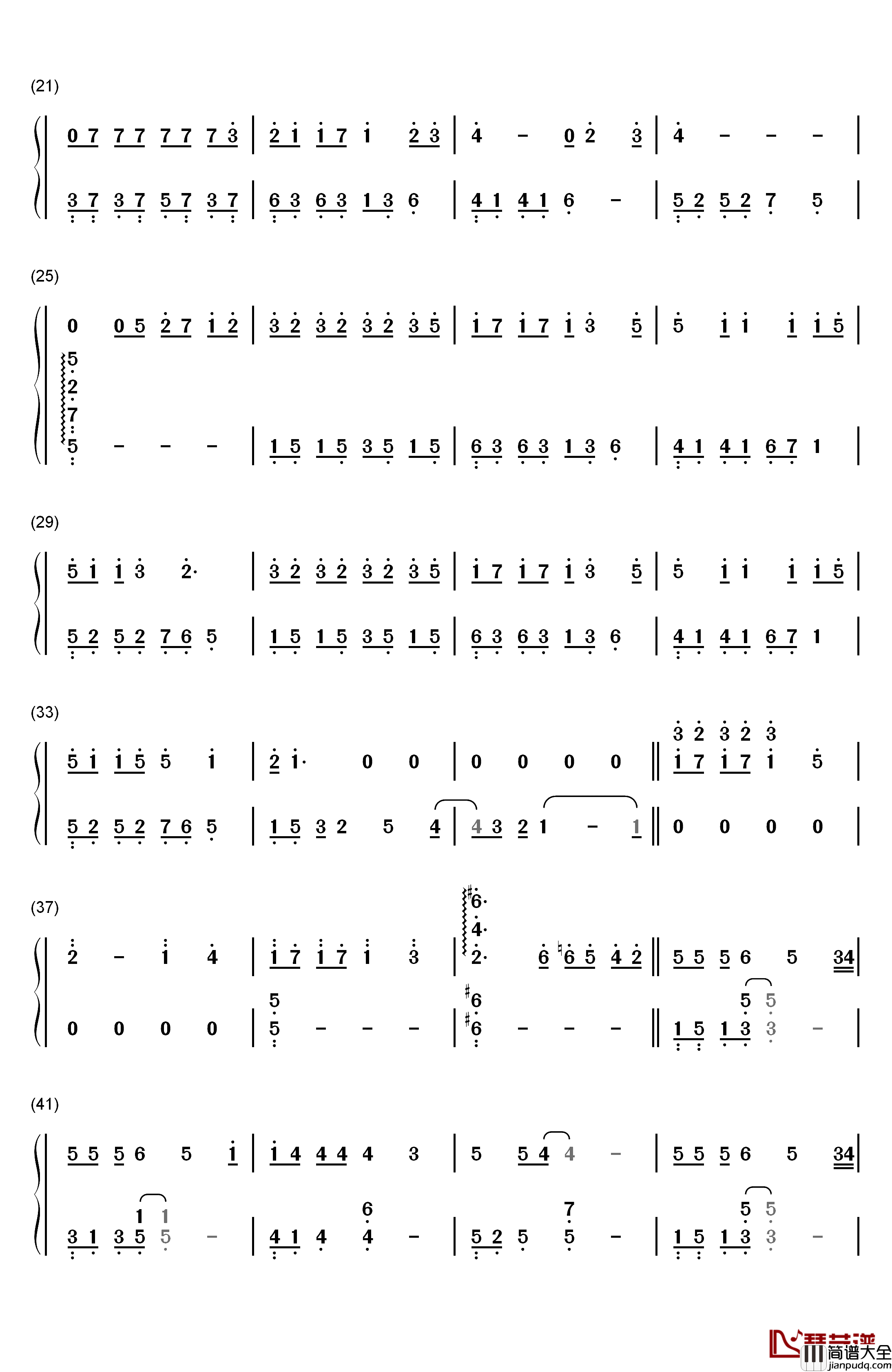 坏天气钢琴简谱_数字双手_孙燕姿