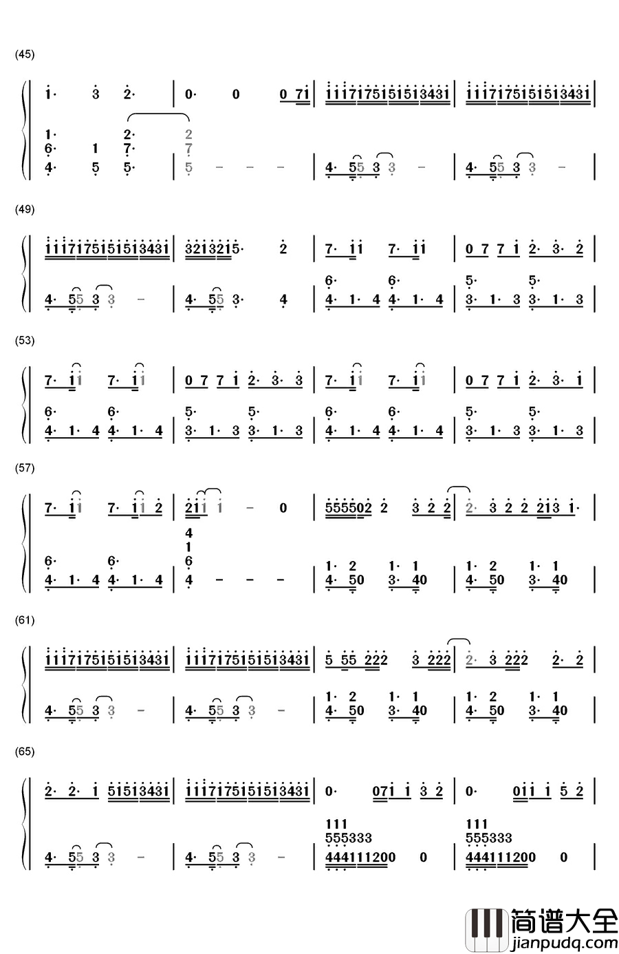 A_Thousand_Miles钢琴简谱_数字双手_Vanessa_Carlton