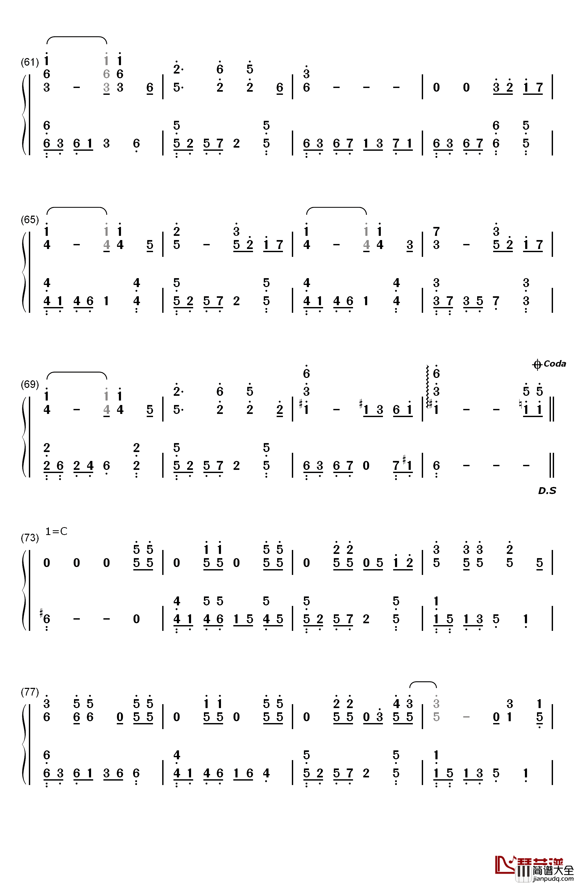 The_Truth_That_You_Leave钢琴简谱_数字双手_Pianoboy