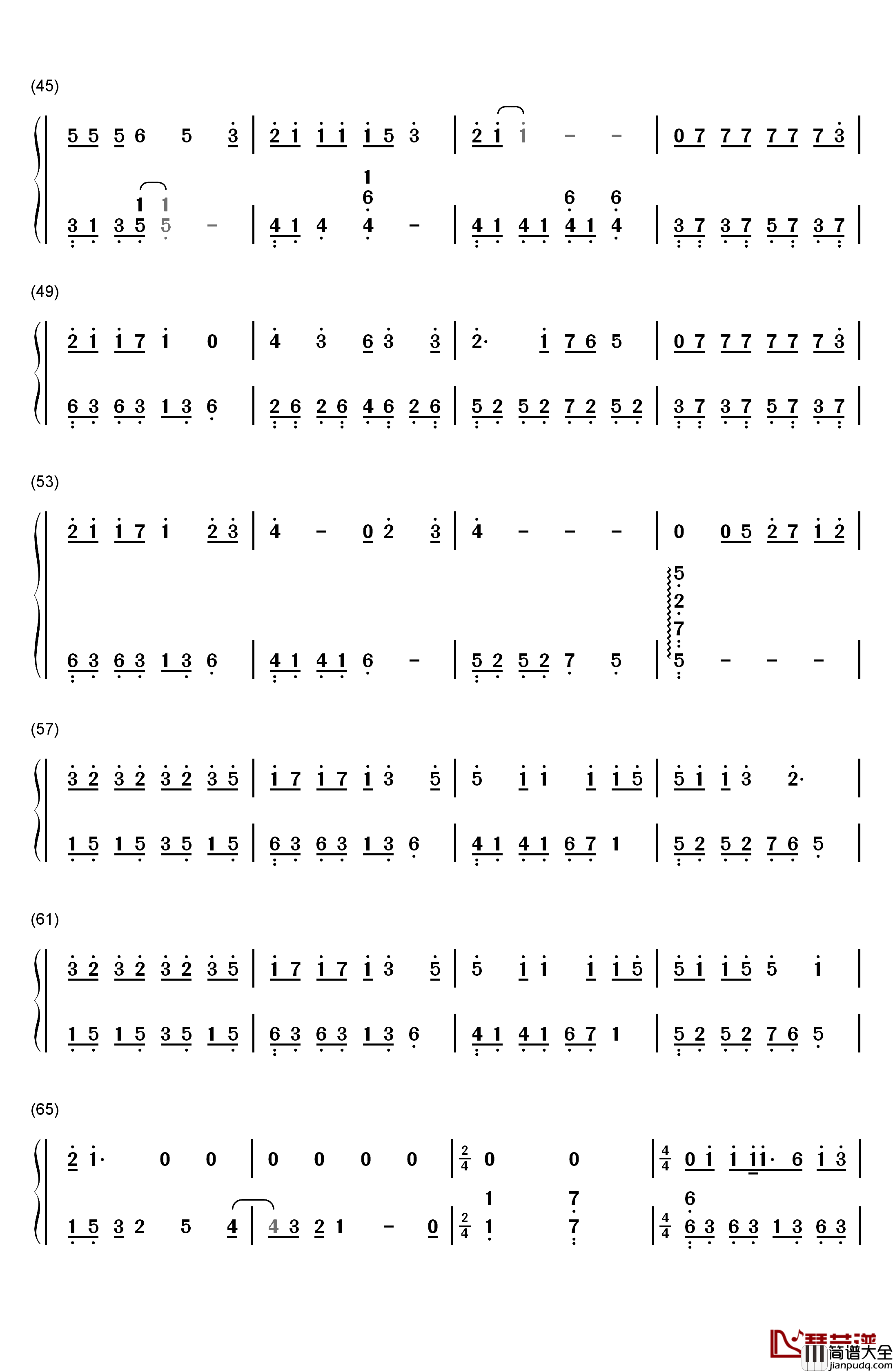 坏天气钢琴简谱_数字双手_孙燕姿