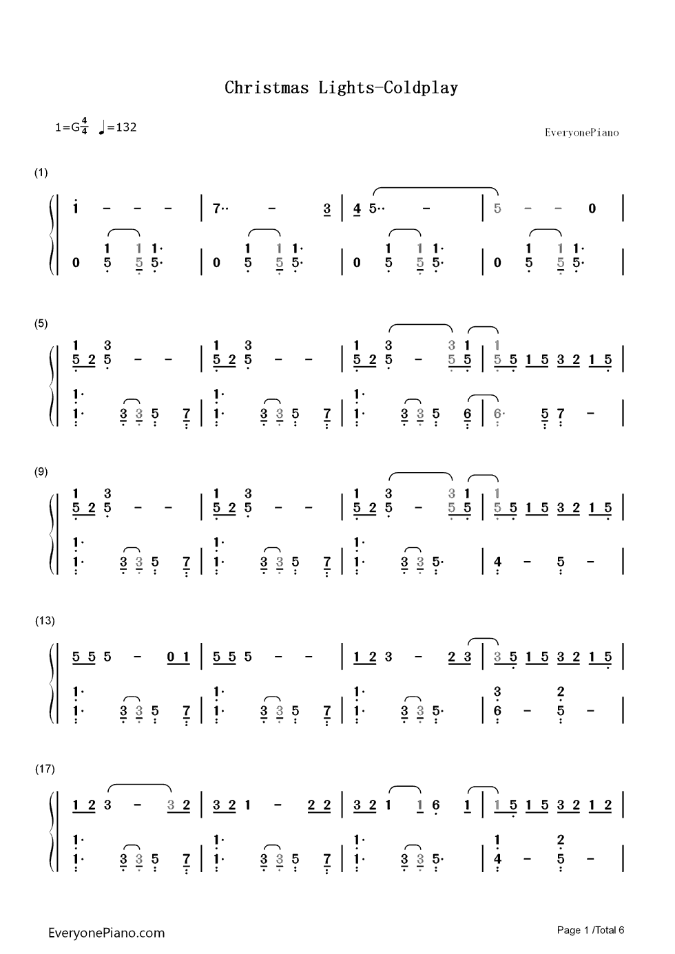 Christmas_Lights钢琴简谱_数字双手_Coldplay