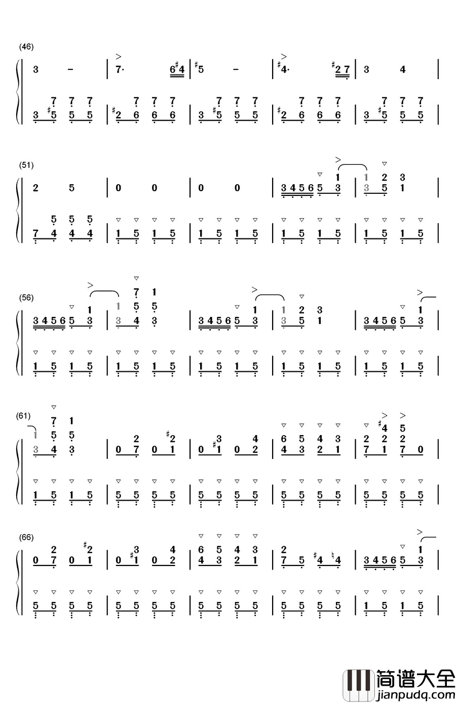 纺织歌钢琴简谱_数字双手_埃尔门赖克