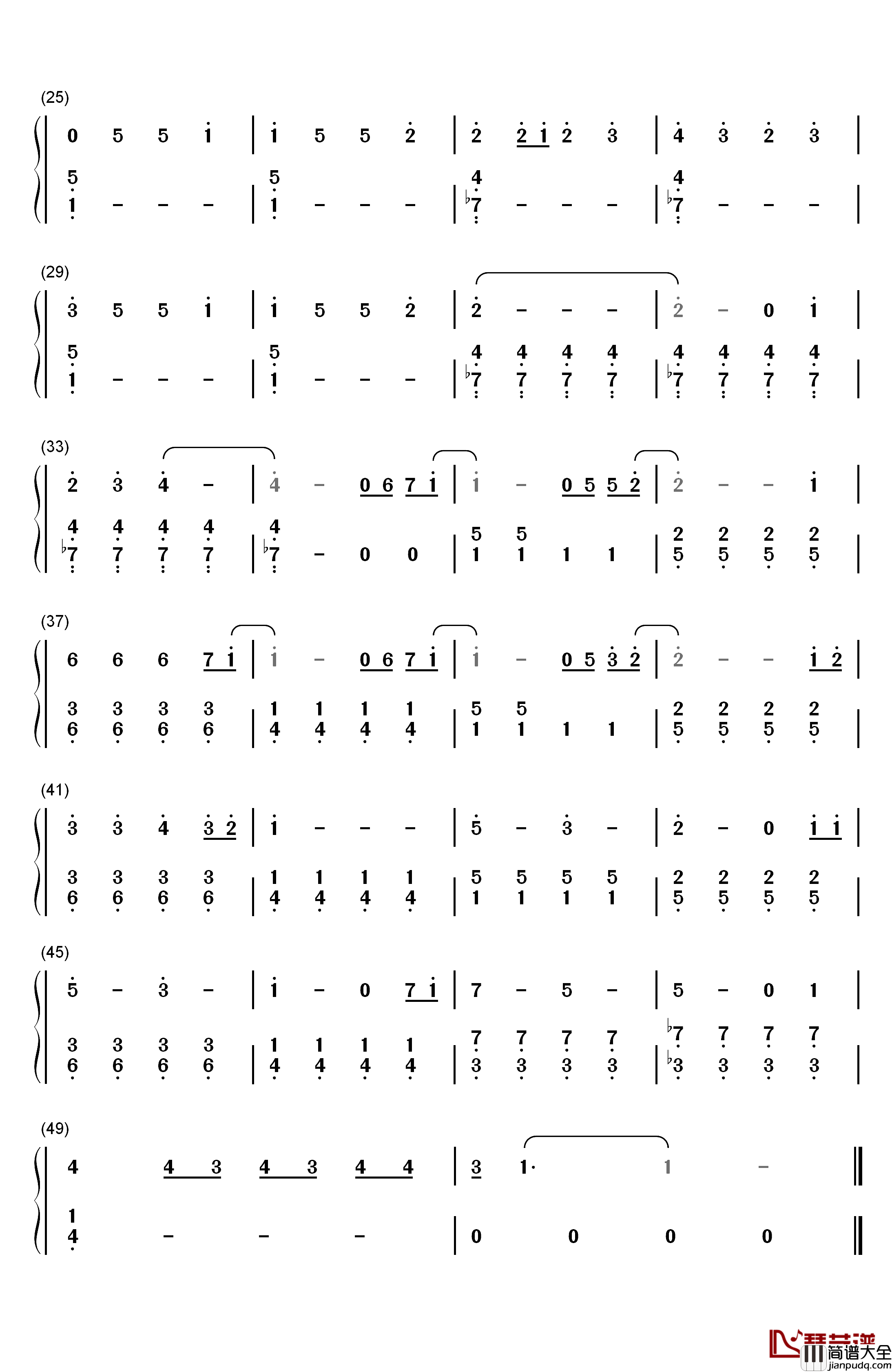 Let_It_Go超简单版钢琴简谱_数字双手_Demi_Lovato