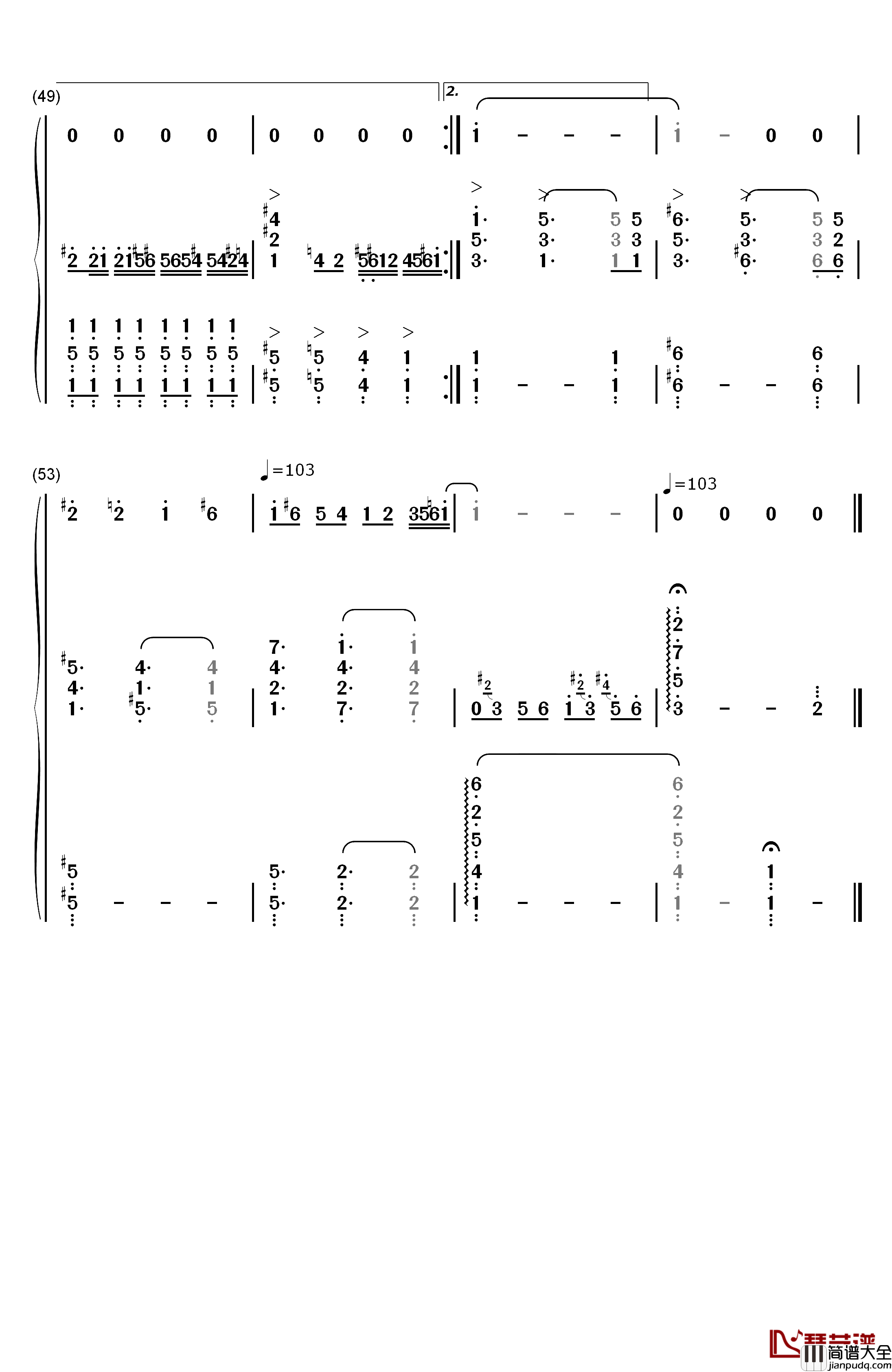 爱的钢琴手钢琴简谱_数字双手_伍思凯