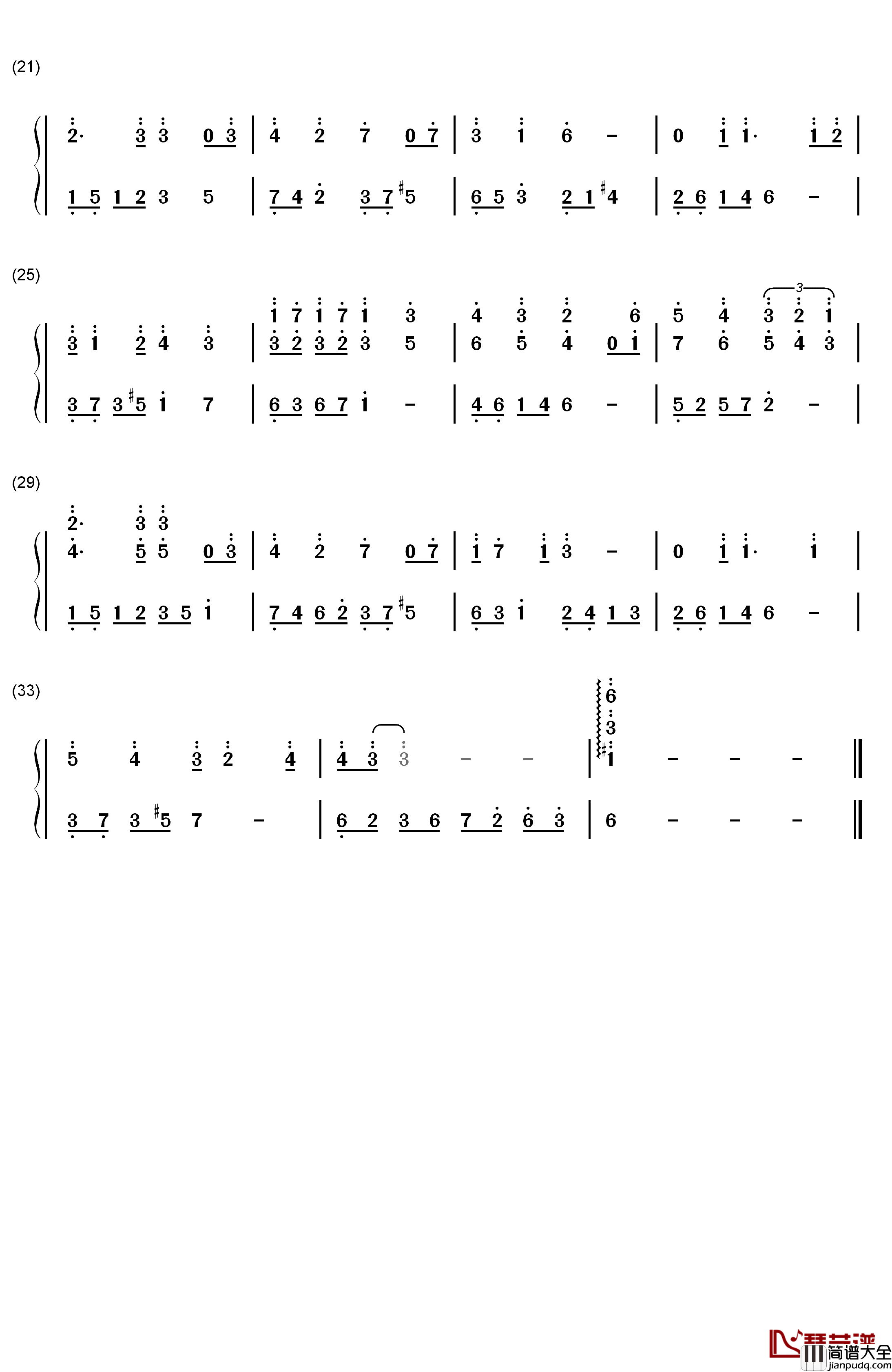 3seconds钢琴简谱_数字双手_no3b