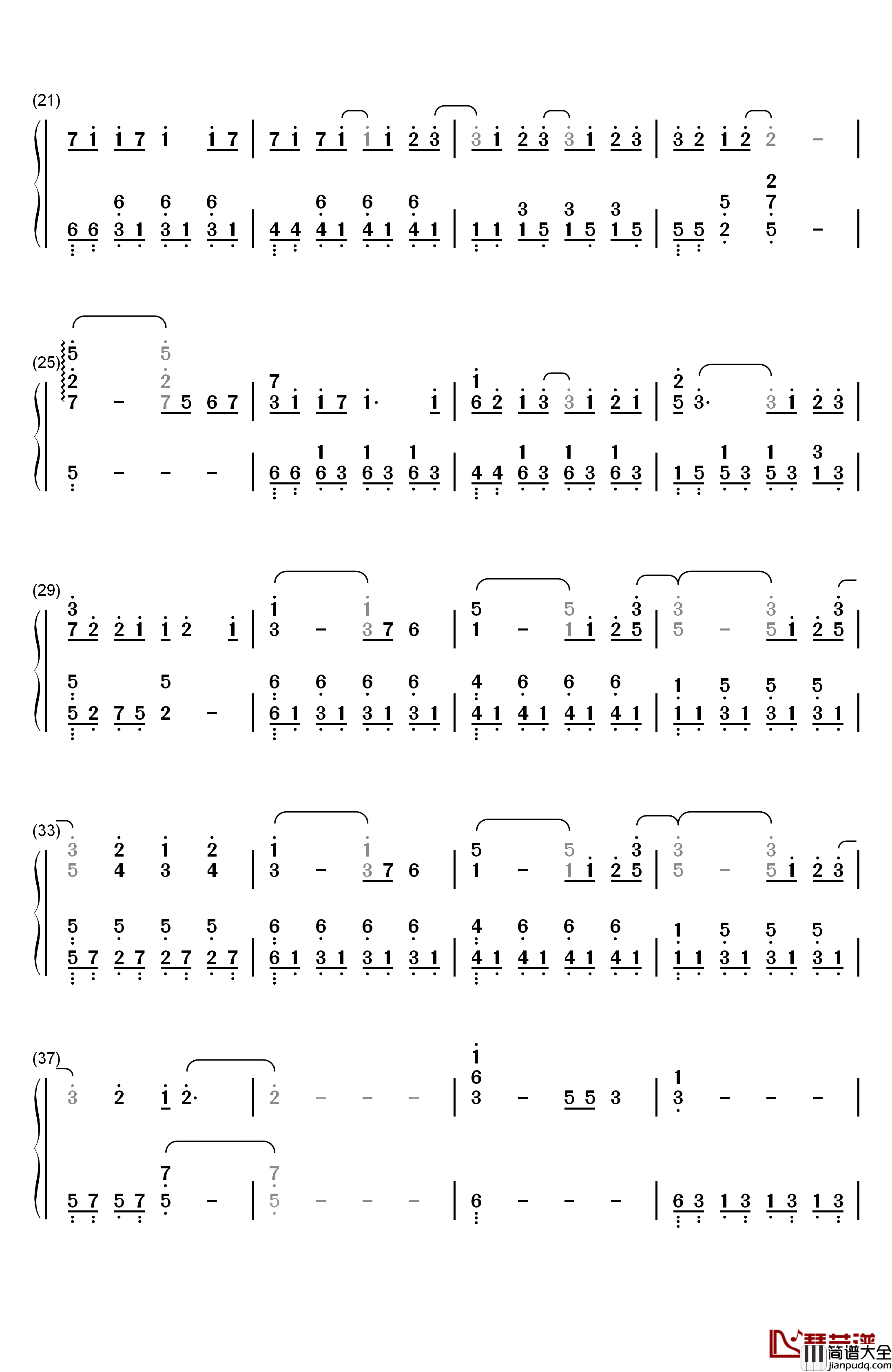 孩子钢琴简谱_数字双手_华晨宇