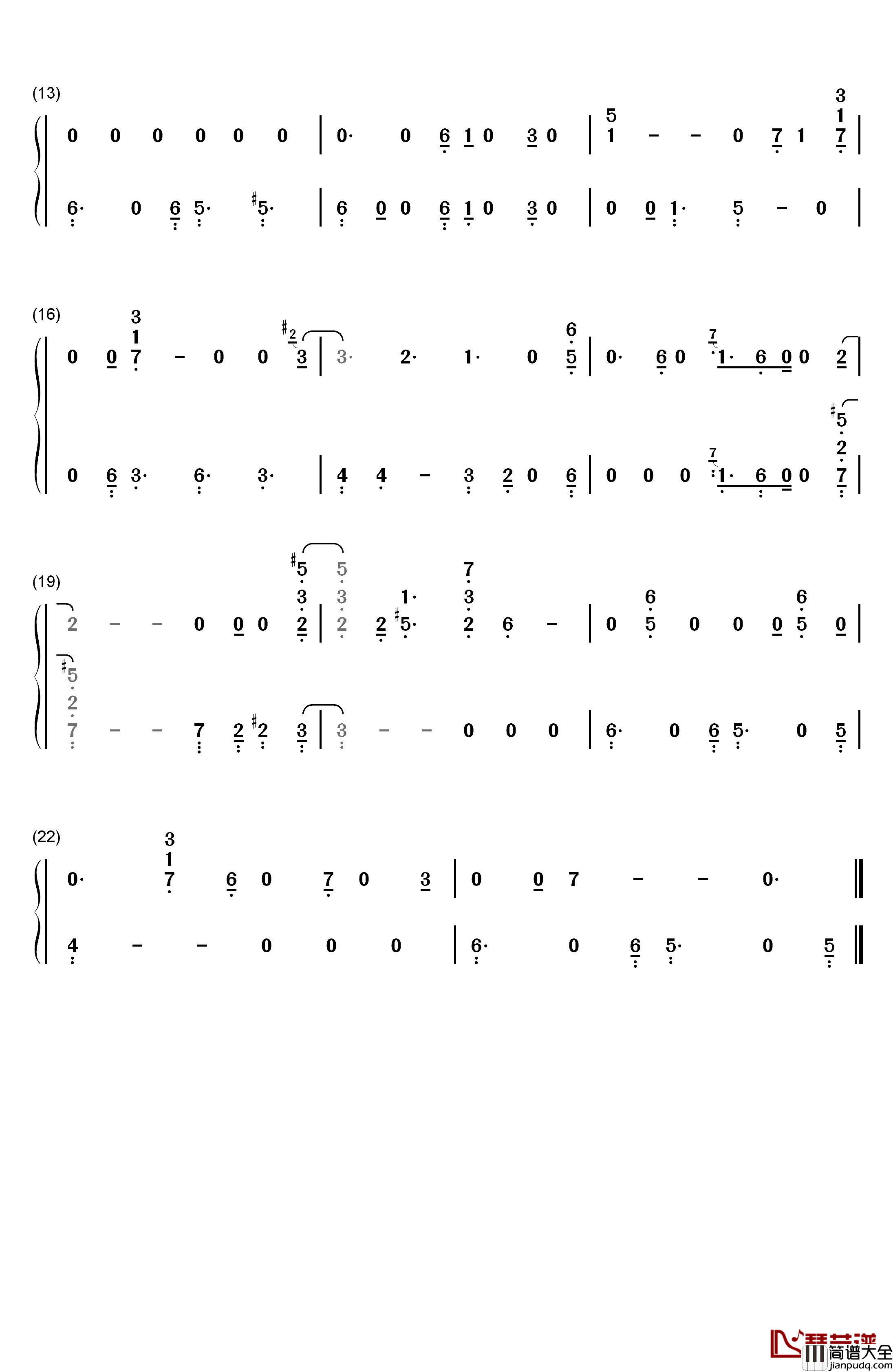 探偵くんくん钢琴简谱_数字双手_光宗信吉