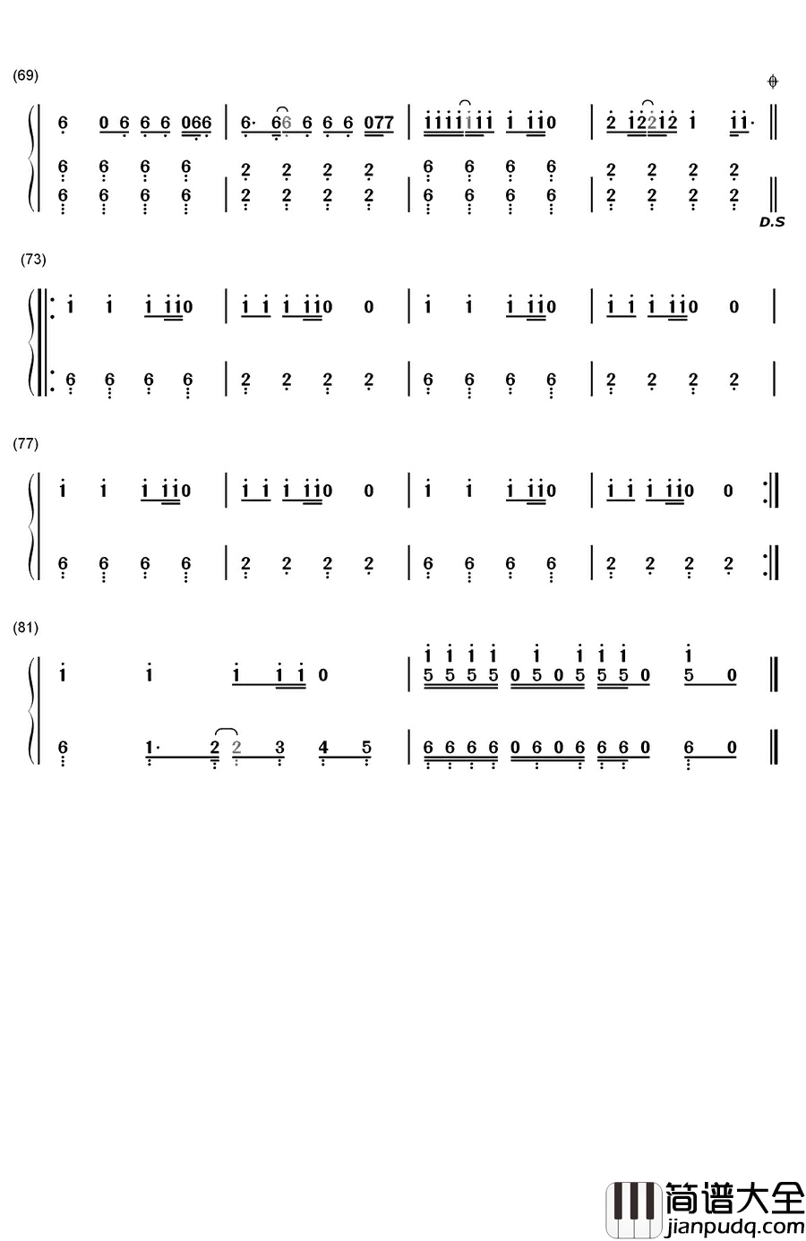 Uptown_Funk钢琴简谱_数字双手_Mark_Ronson_&_Bruno_Mars