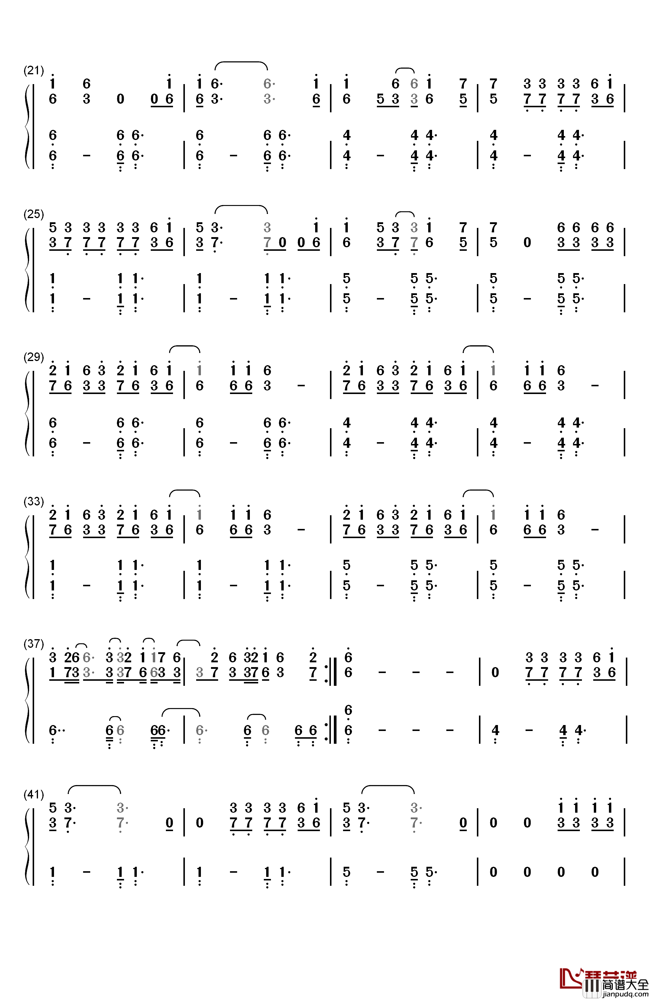 Immortals钢琴简谱_数字双手_Fall_Out_Boy