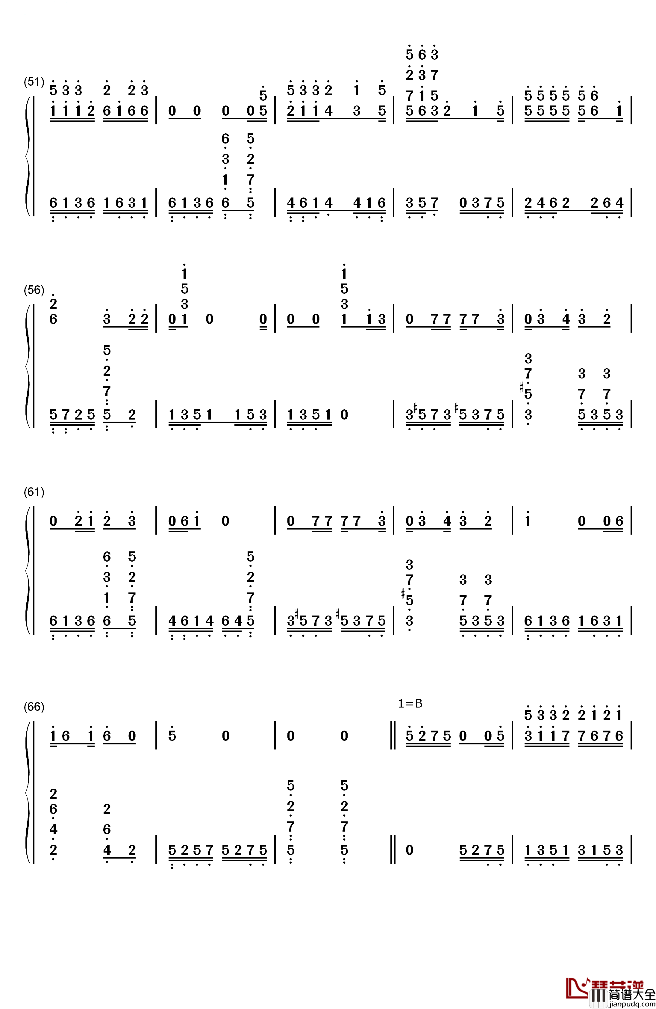 趁早钢琴简谱_数字双手_张宇