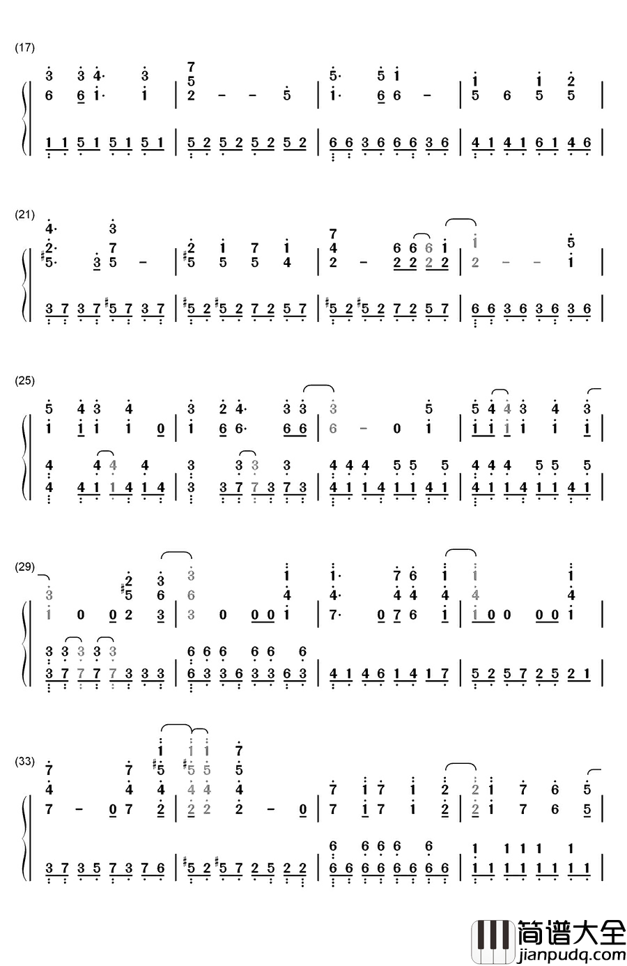 PAPERMOON钢琴简谱_数字双手_Tommy_heavenly6