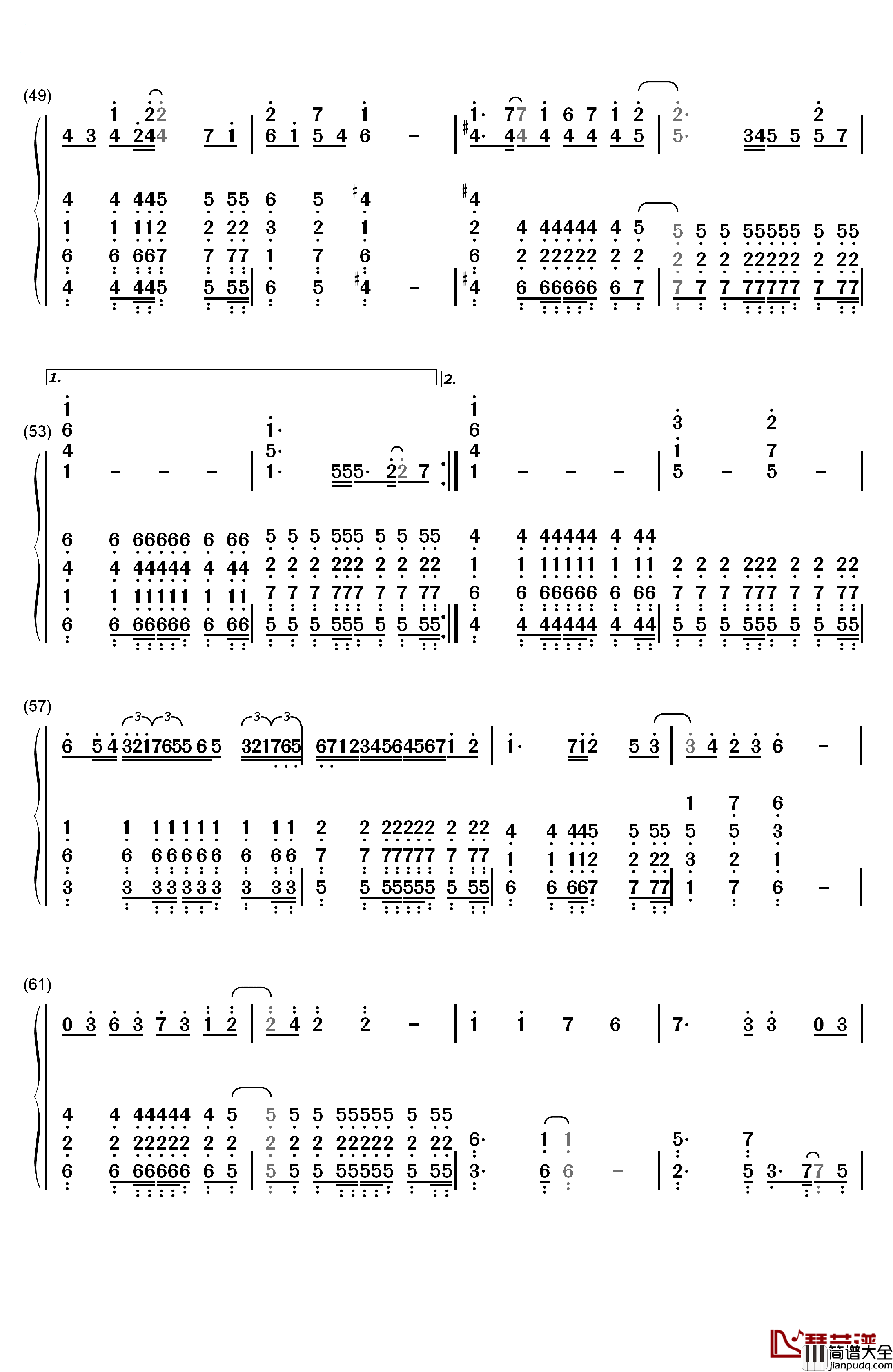 ごめんね、SUMMER钢琴简谱_数字双手_SKE48