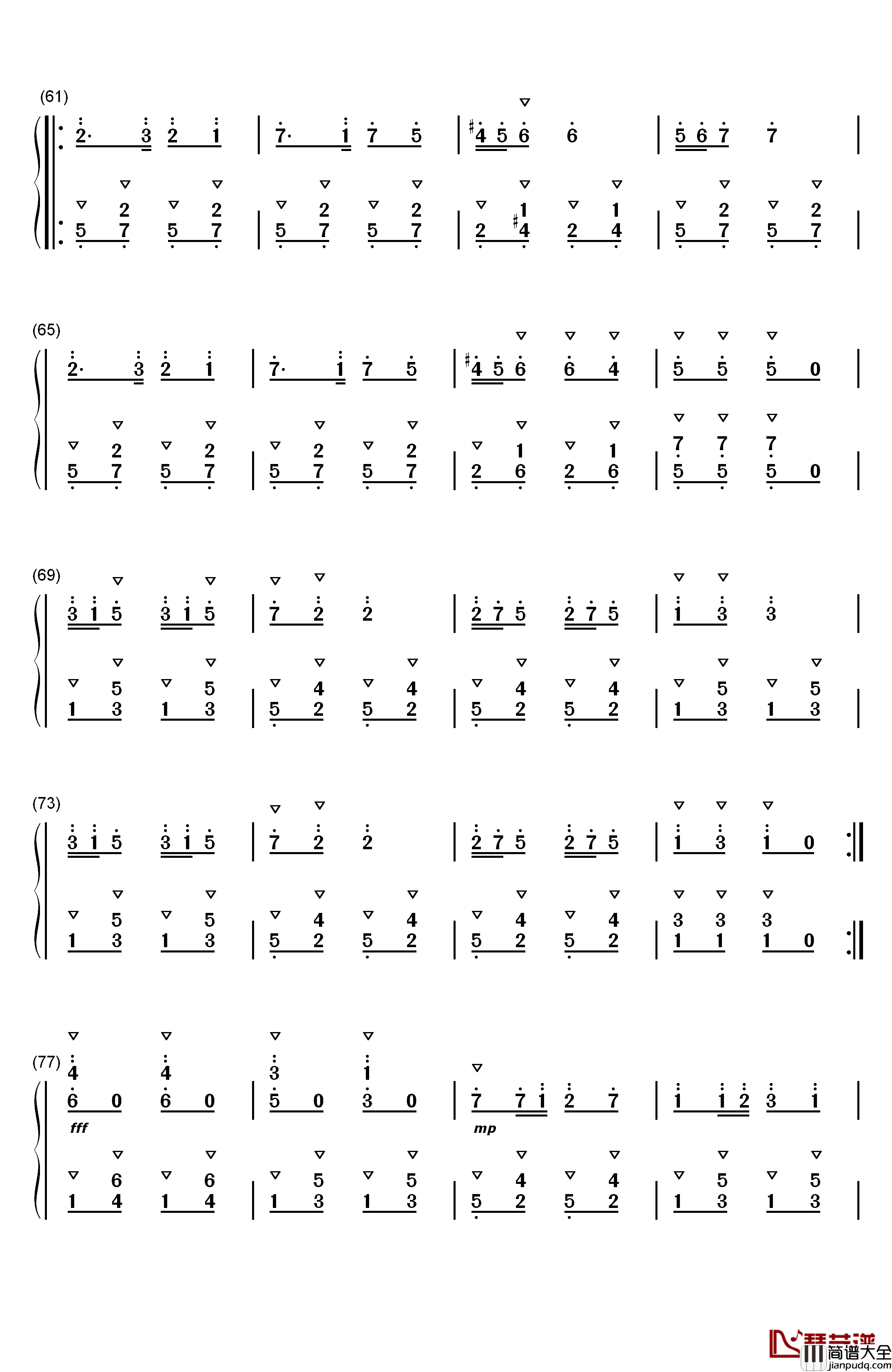 洋娃娃的梦钢琴简谱_数字双手_儿歌