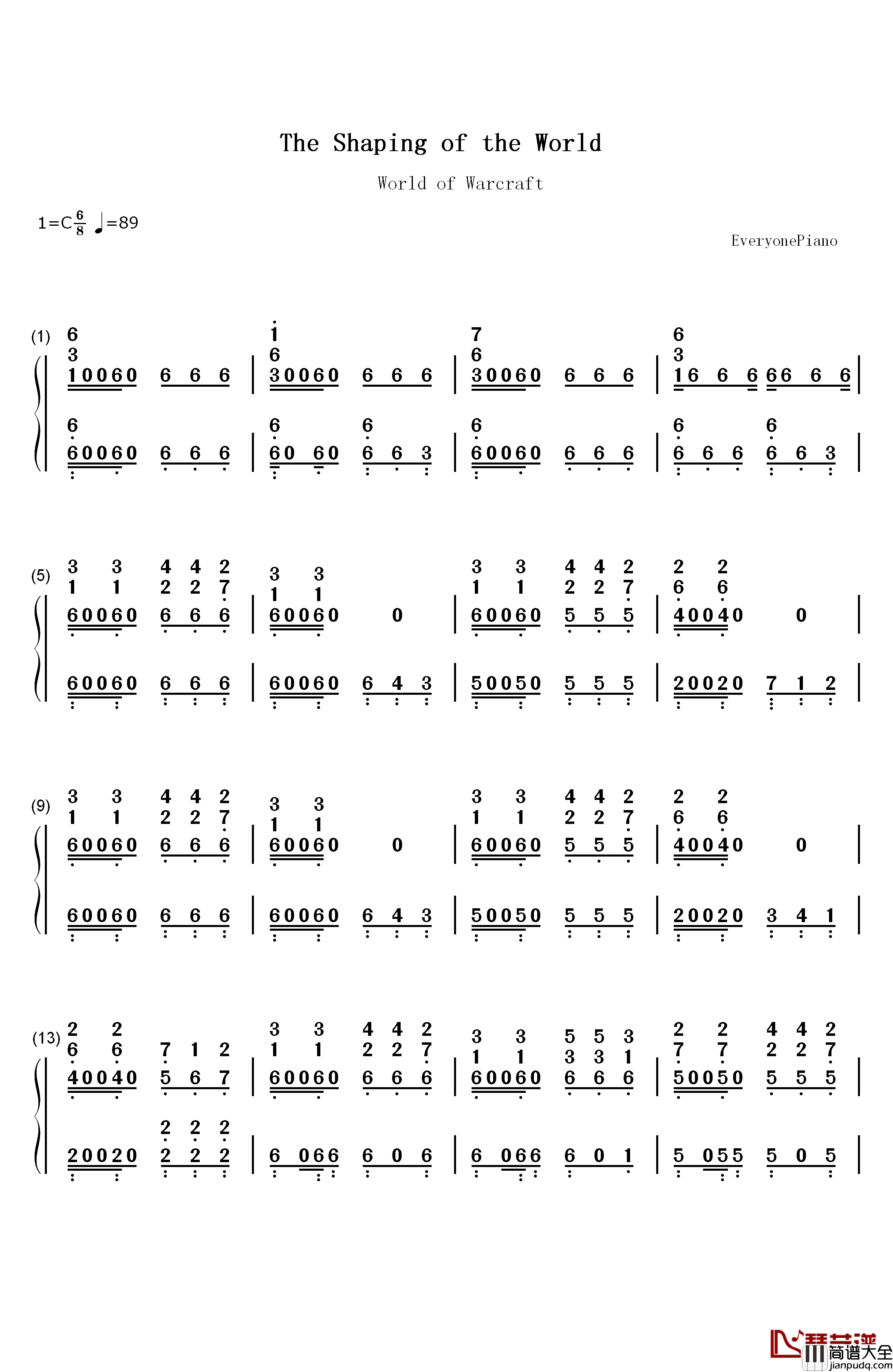 The_Shaping_of_the_World钢琴简谱_数字双手_Jason_Hayes