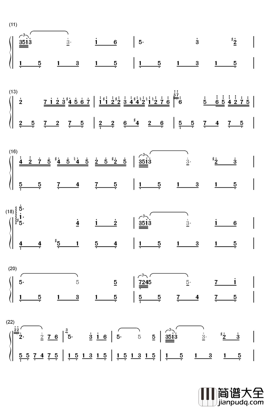 您自己钢琴简谱_数字双手_兰格