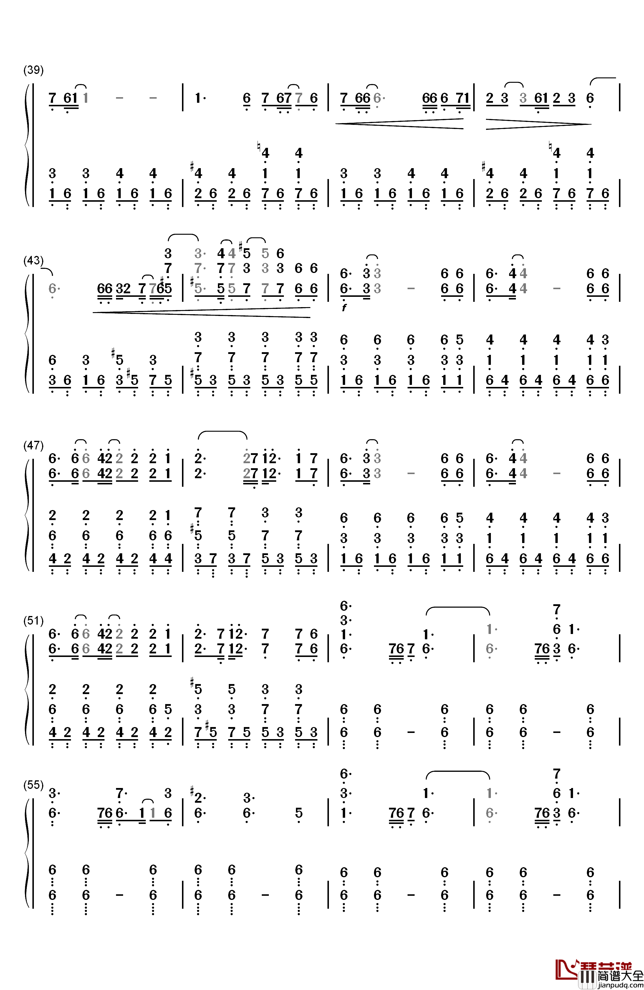 Skyfall钢琴简谱_数字双手_阿黛尔__Adele