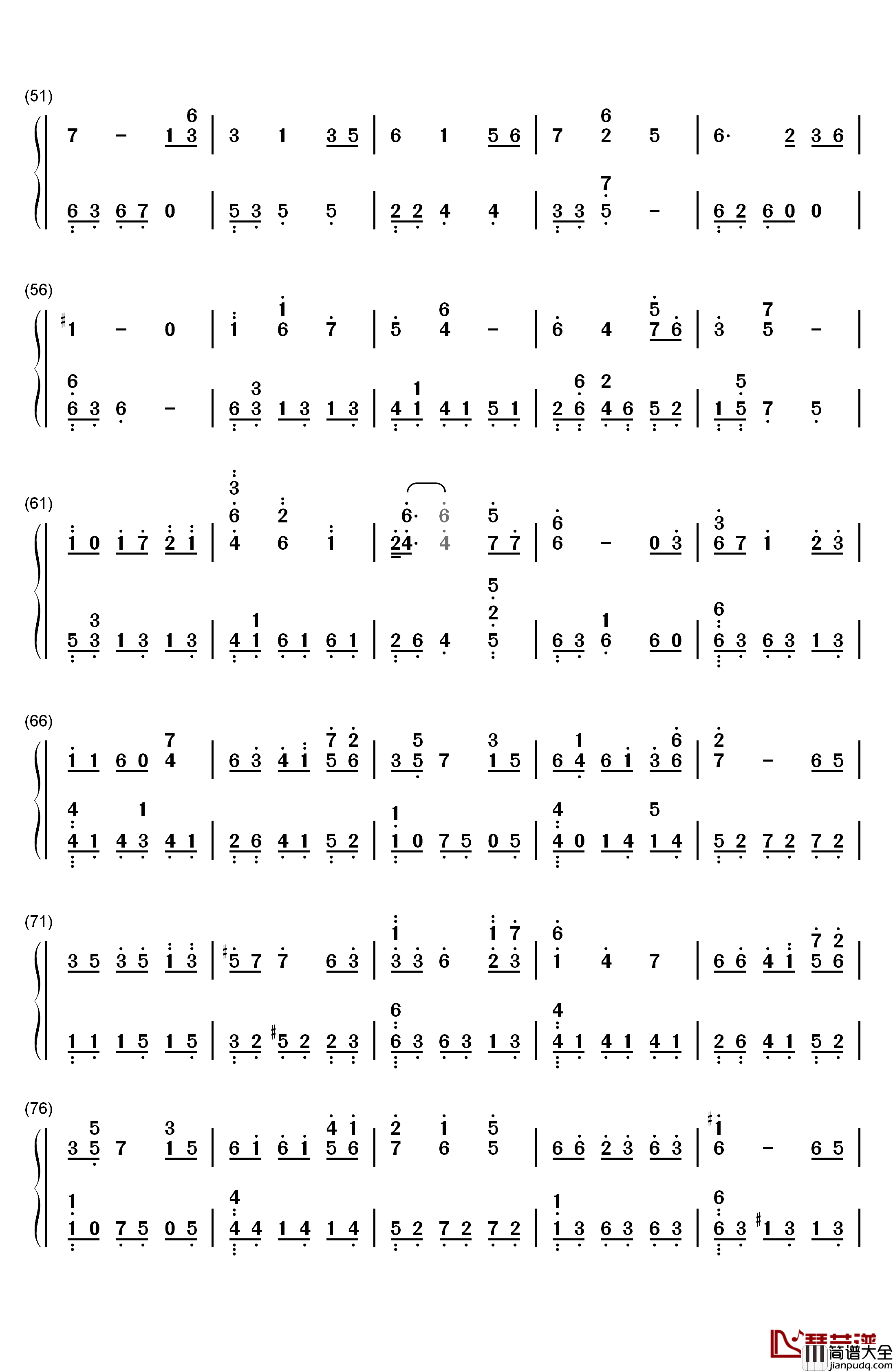 草原の涙钢琴简谱_数字双手_矶村由纪子