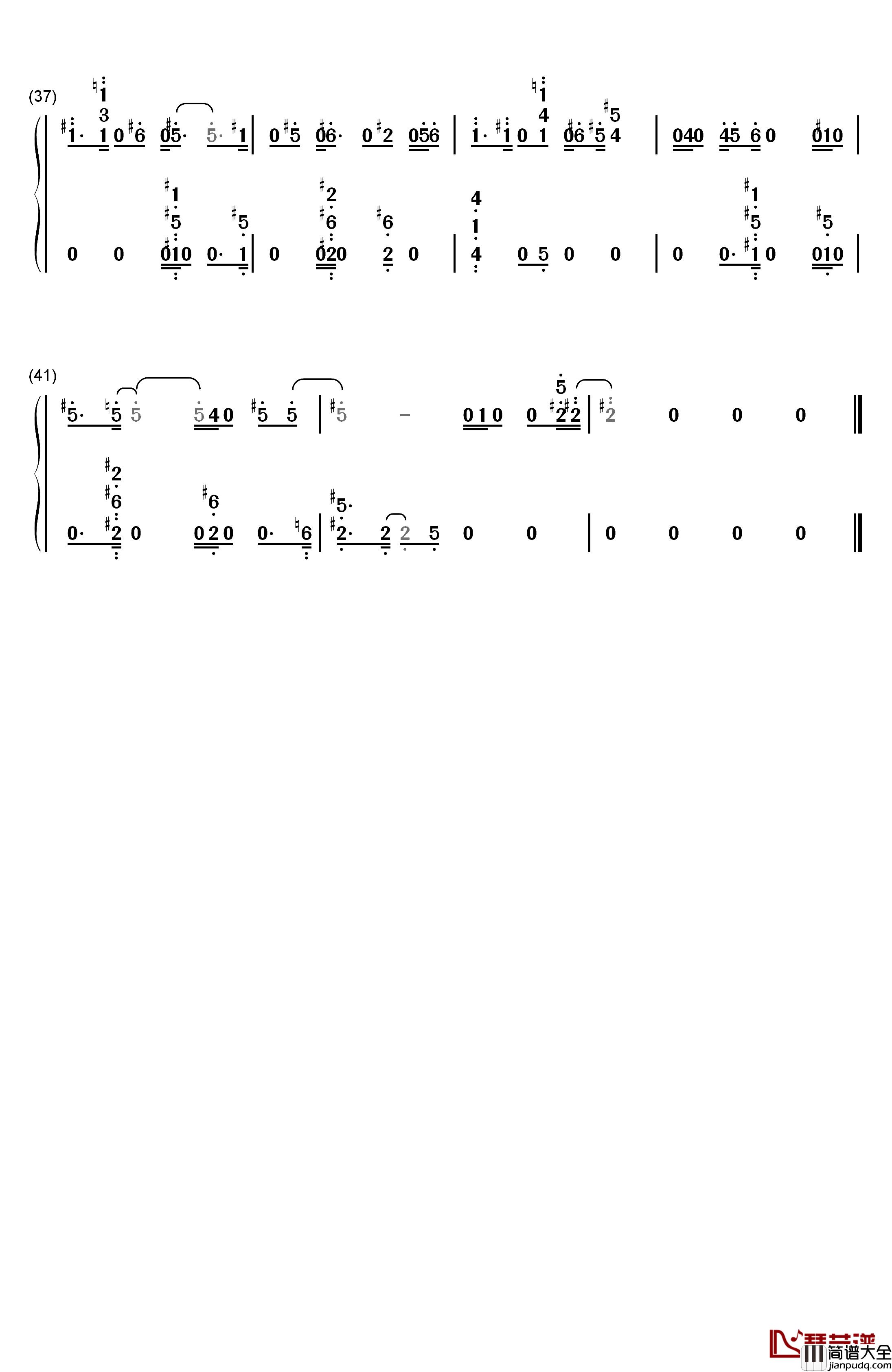 雪花火钢琴简谱_数字双手_冰无小雪（CV：早见沙织）