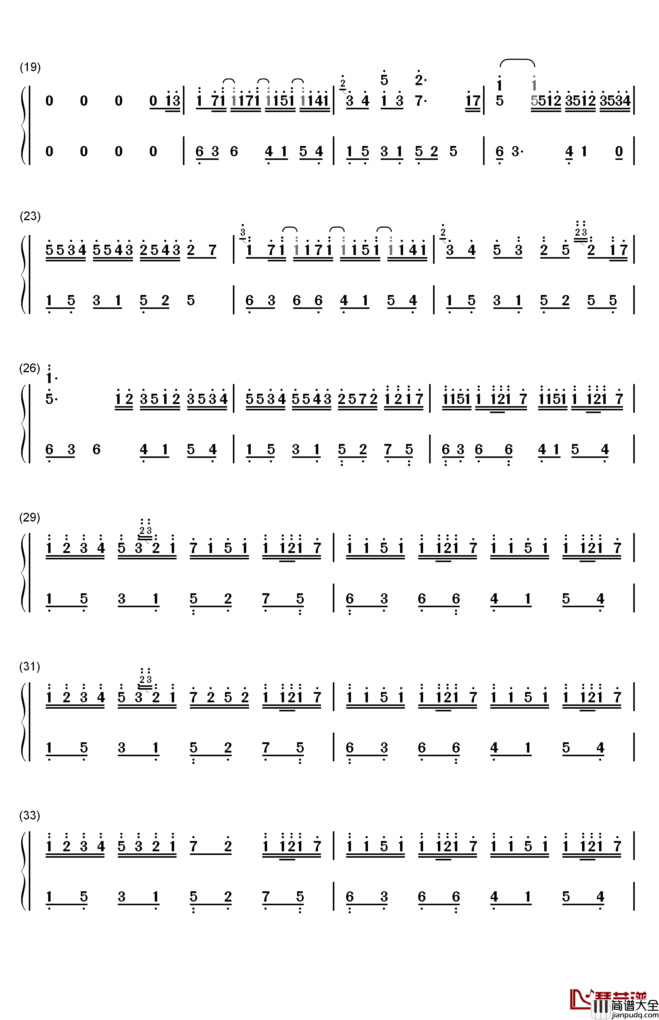 你的心河钢琴简谱_数字双手_李闰珉