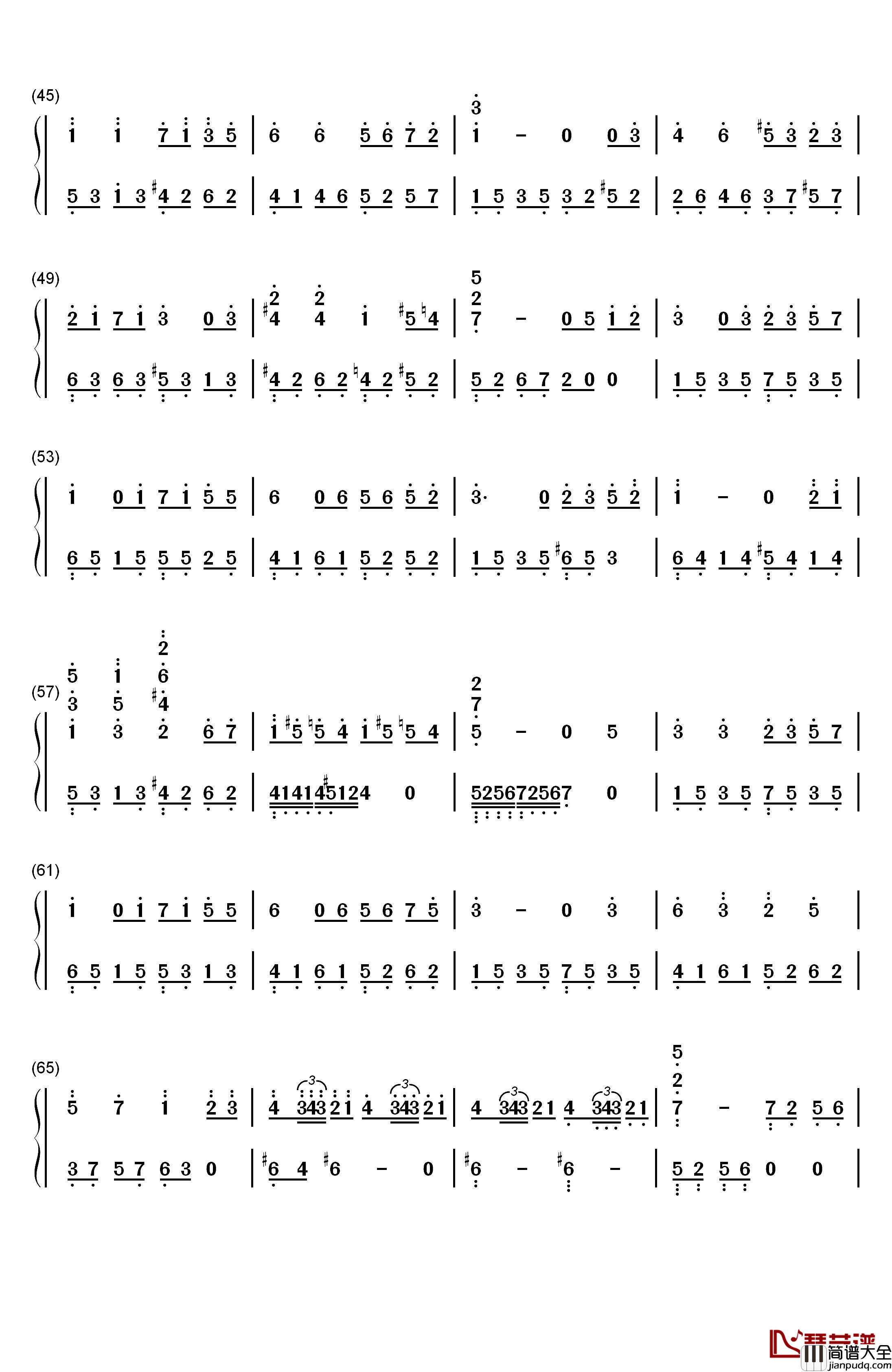 Nuit_Silencieuse钢琴简谱_数字双手_Nuit_Silencieuse