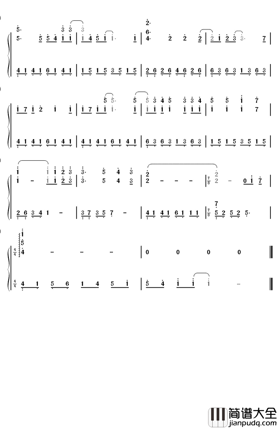 ビードロ模様钢琴简谱_数字双手_やなぎなぎ