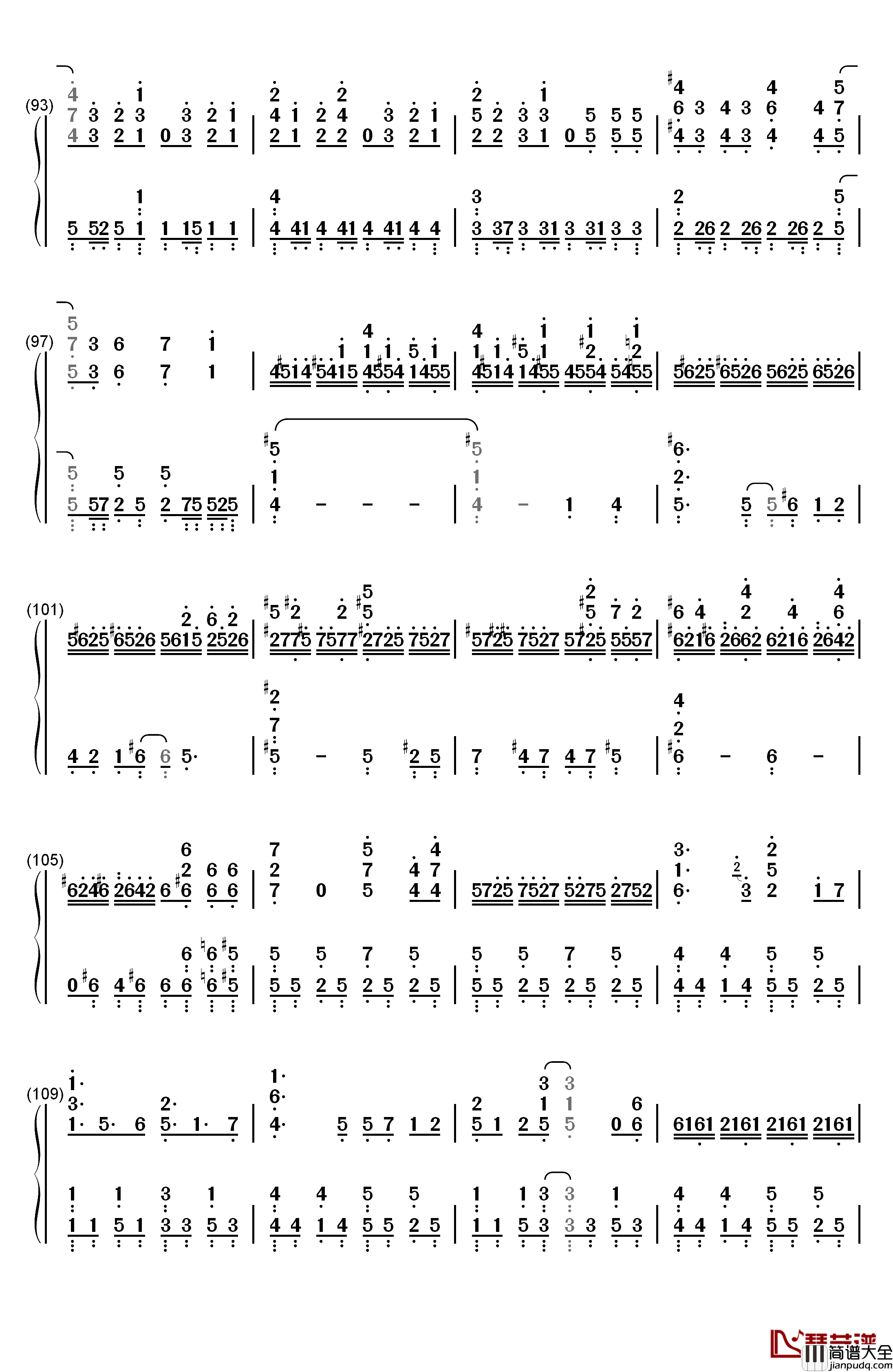 BABY钢琴简谱_数字双手_甜蜜子弹