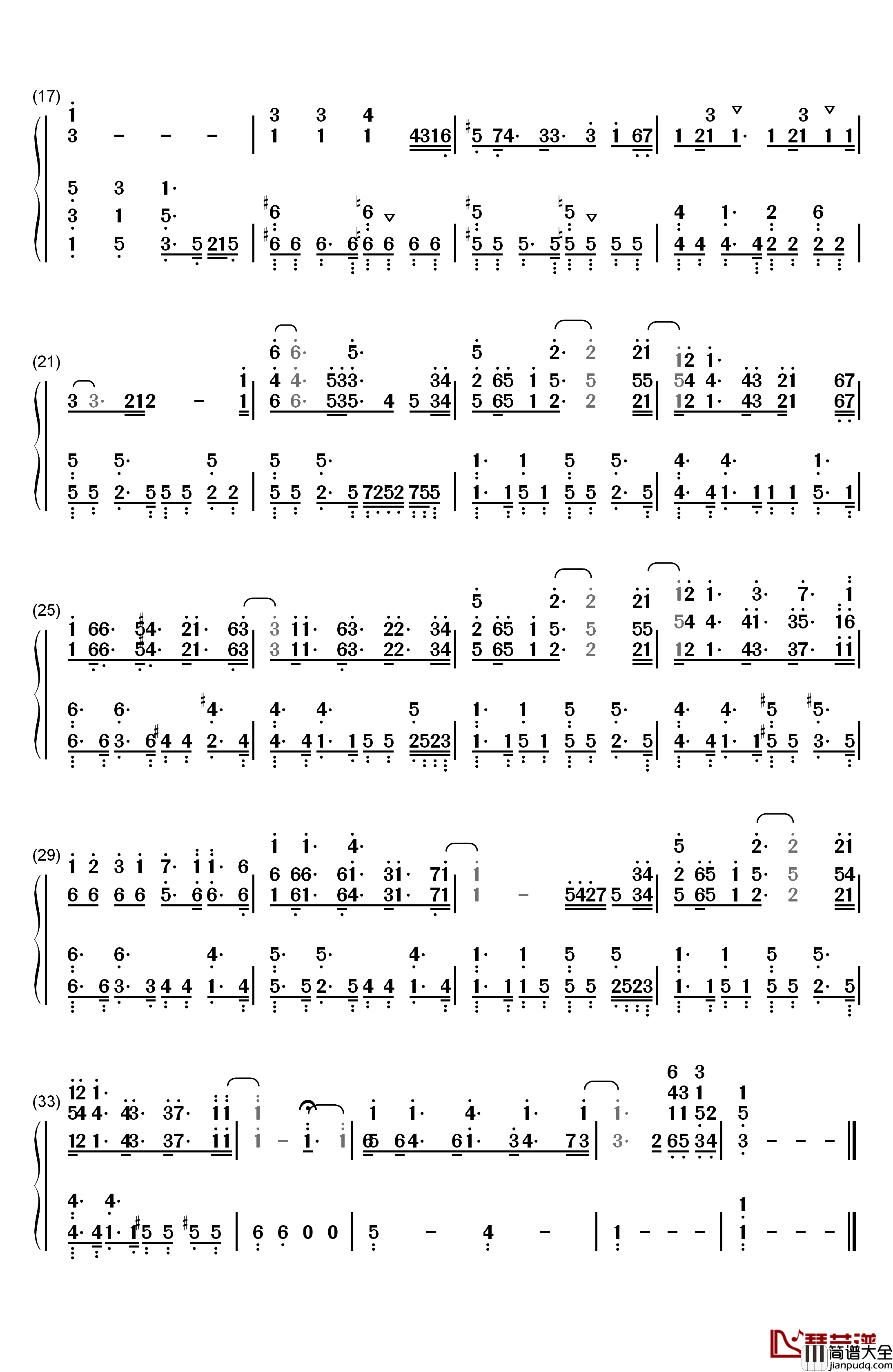 ハローグッデイ钢琴简谱_数字双手_LiSA