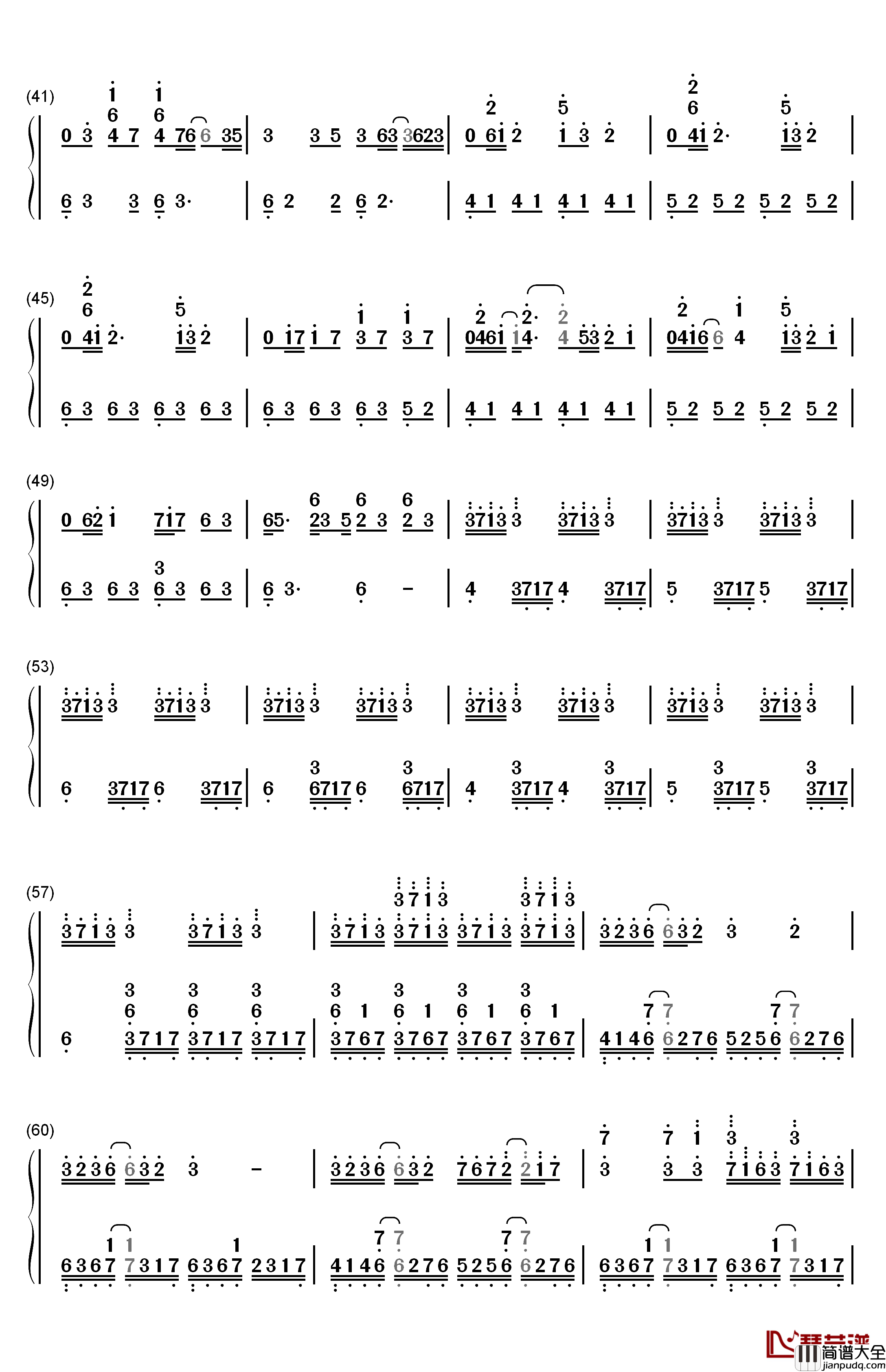 情书钢琴简谱_数字双手_DJ_Okawari