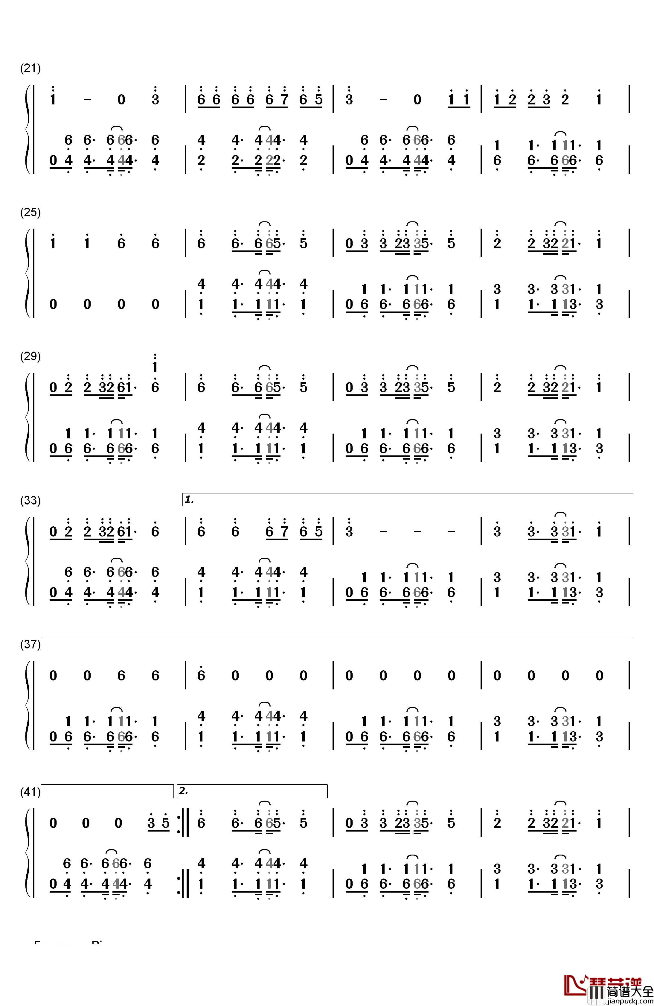 No_Money钢琴简谱_数字双手_Galantis