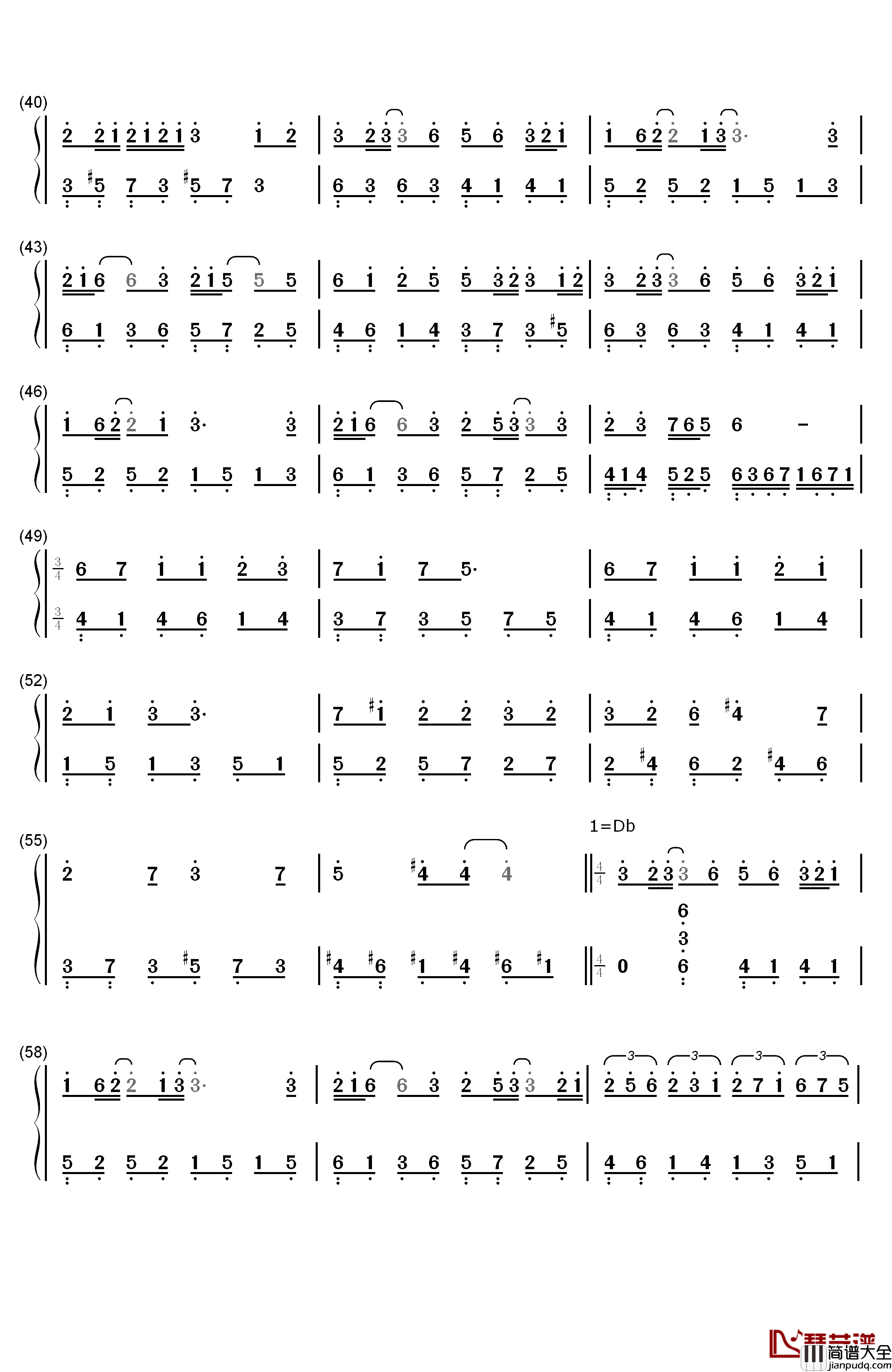 上弦之月钢琴简谱_数字双手_黒うさP