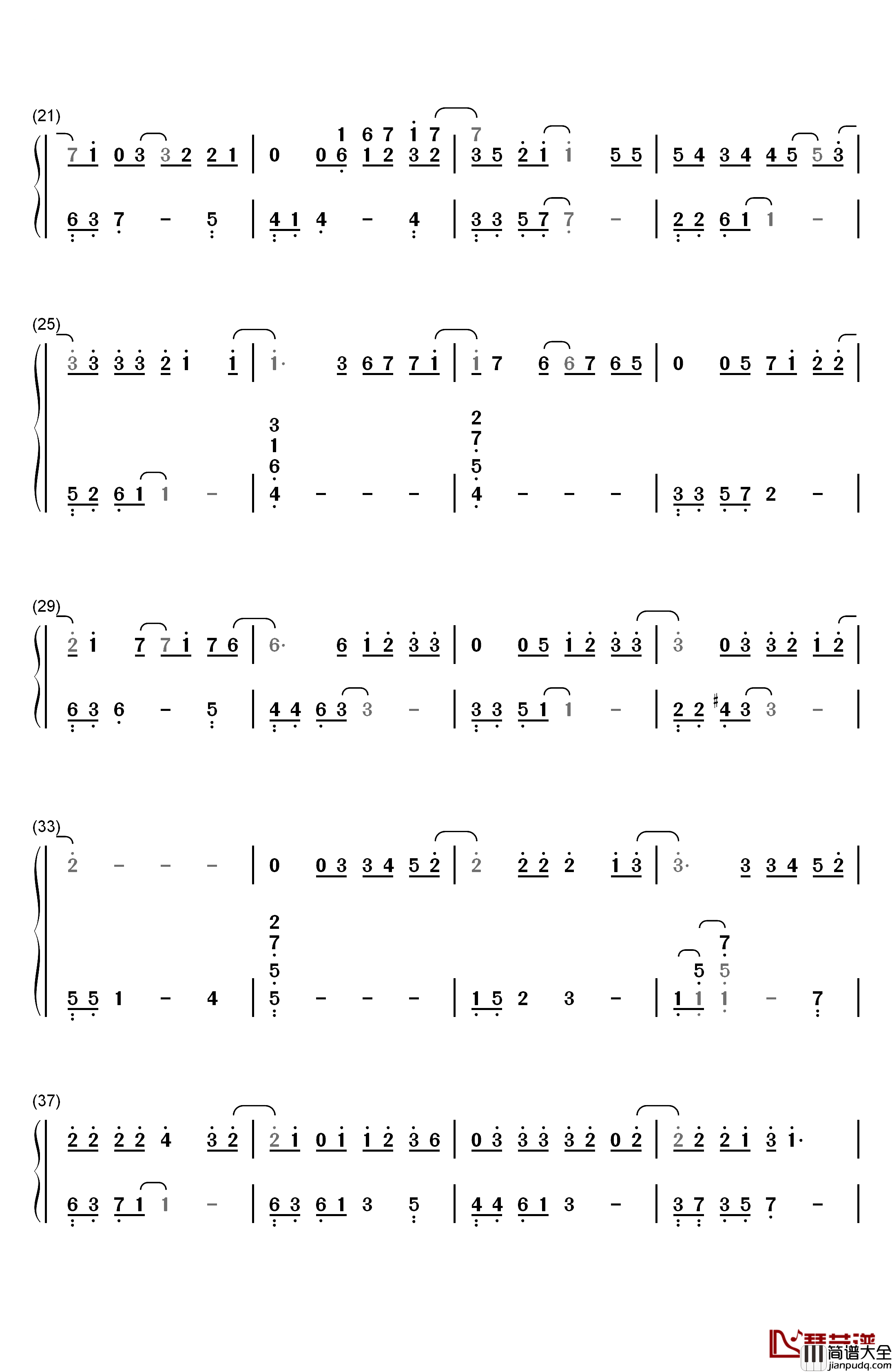 连名带姓钢琴简谱_数字双手_张惠妹