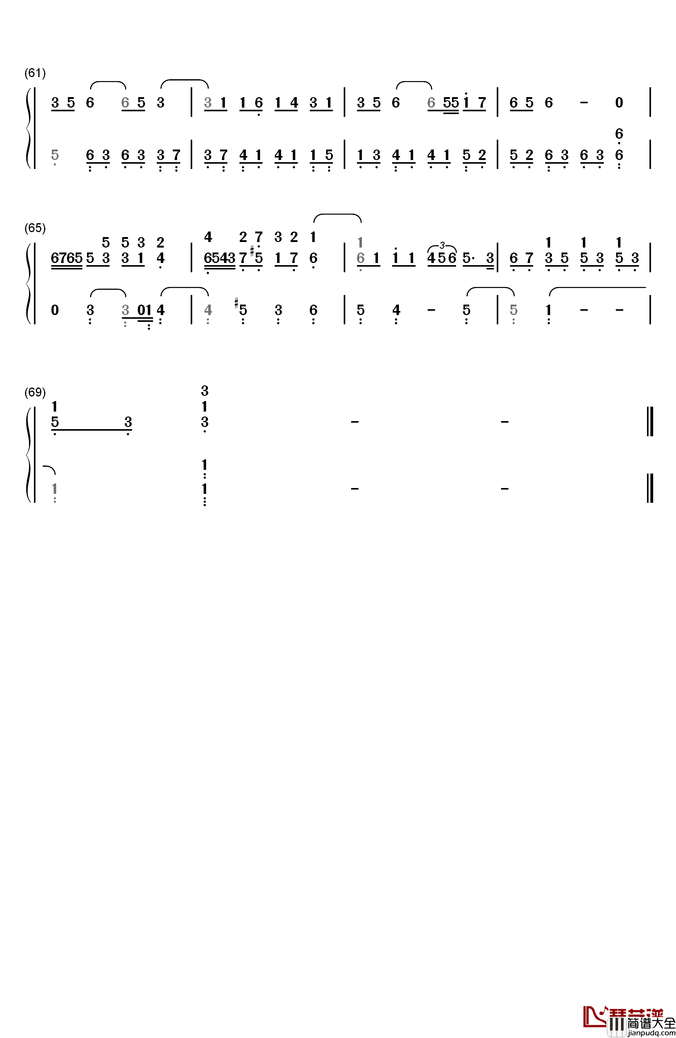 人来人往钢琴简谱_数字双手_陈奕迅