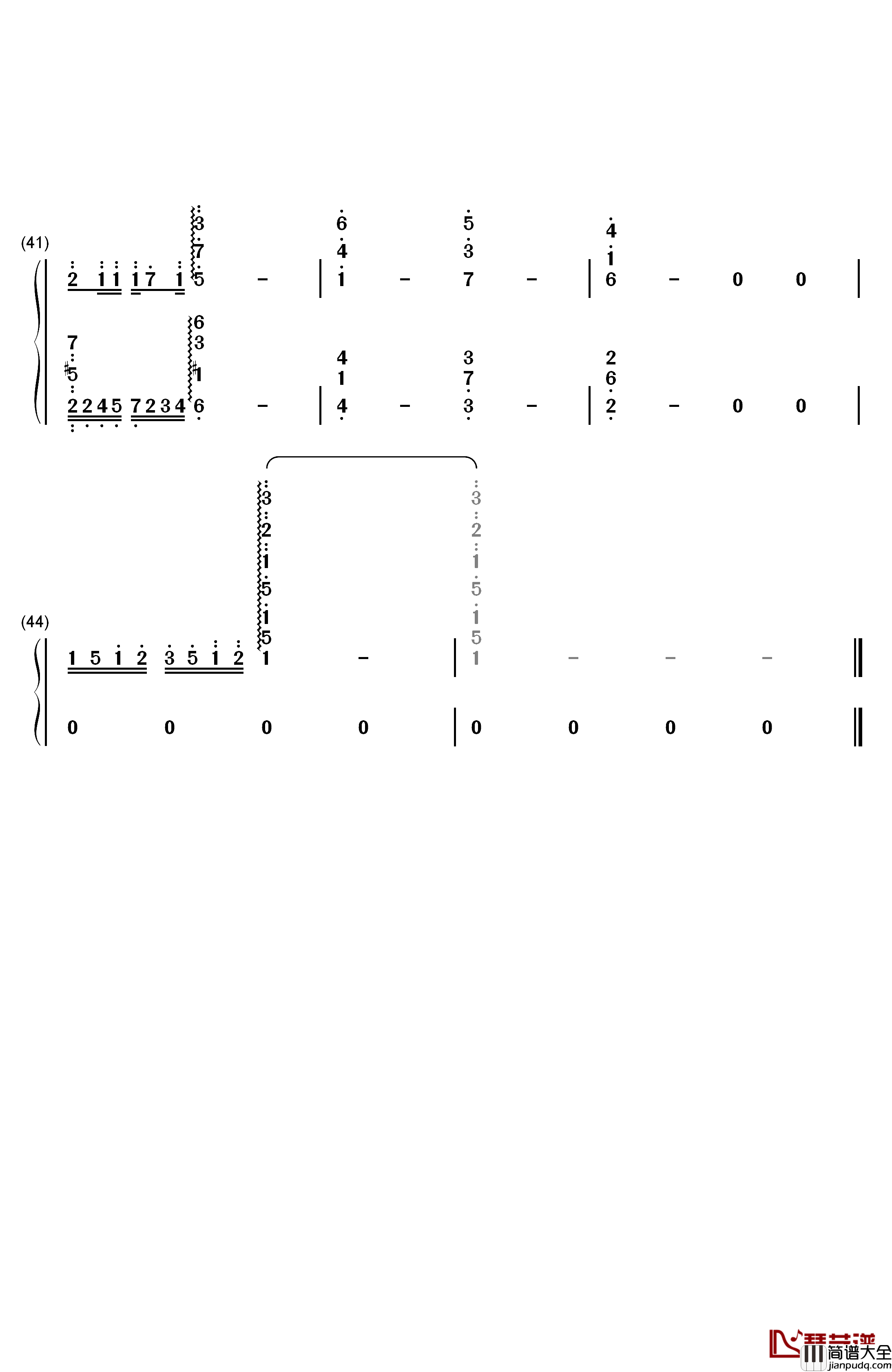 落叶归根(女生版)钢琴简谱_数字双手_王力宏
