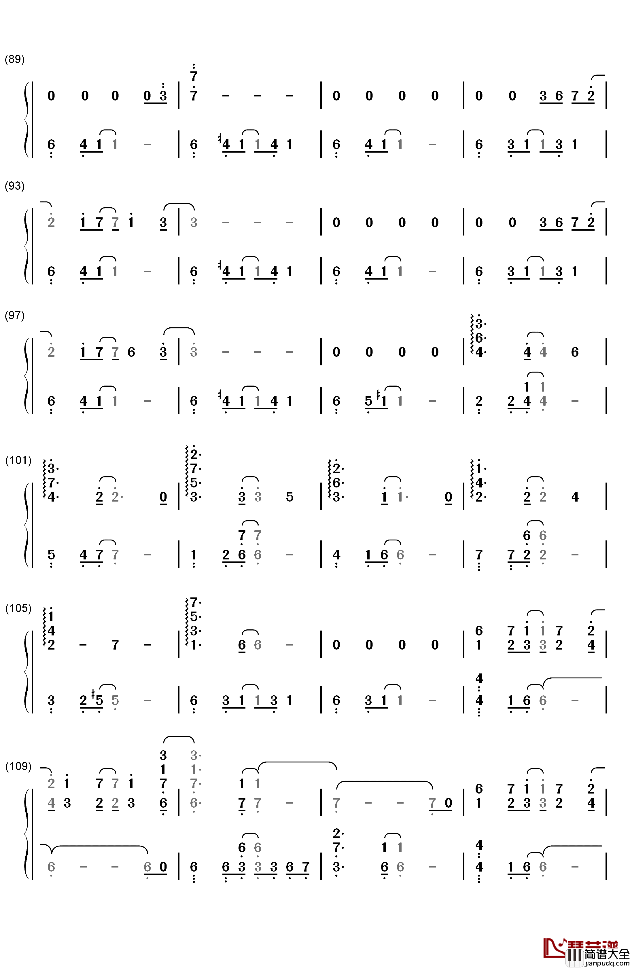 风之旅钢琴简谱_数字双手_西村由纪江